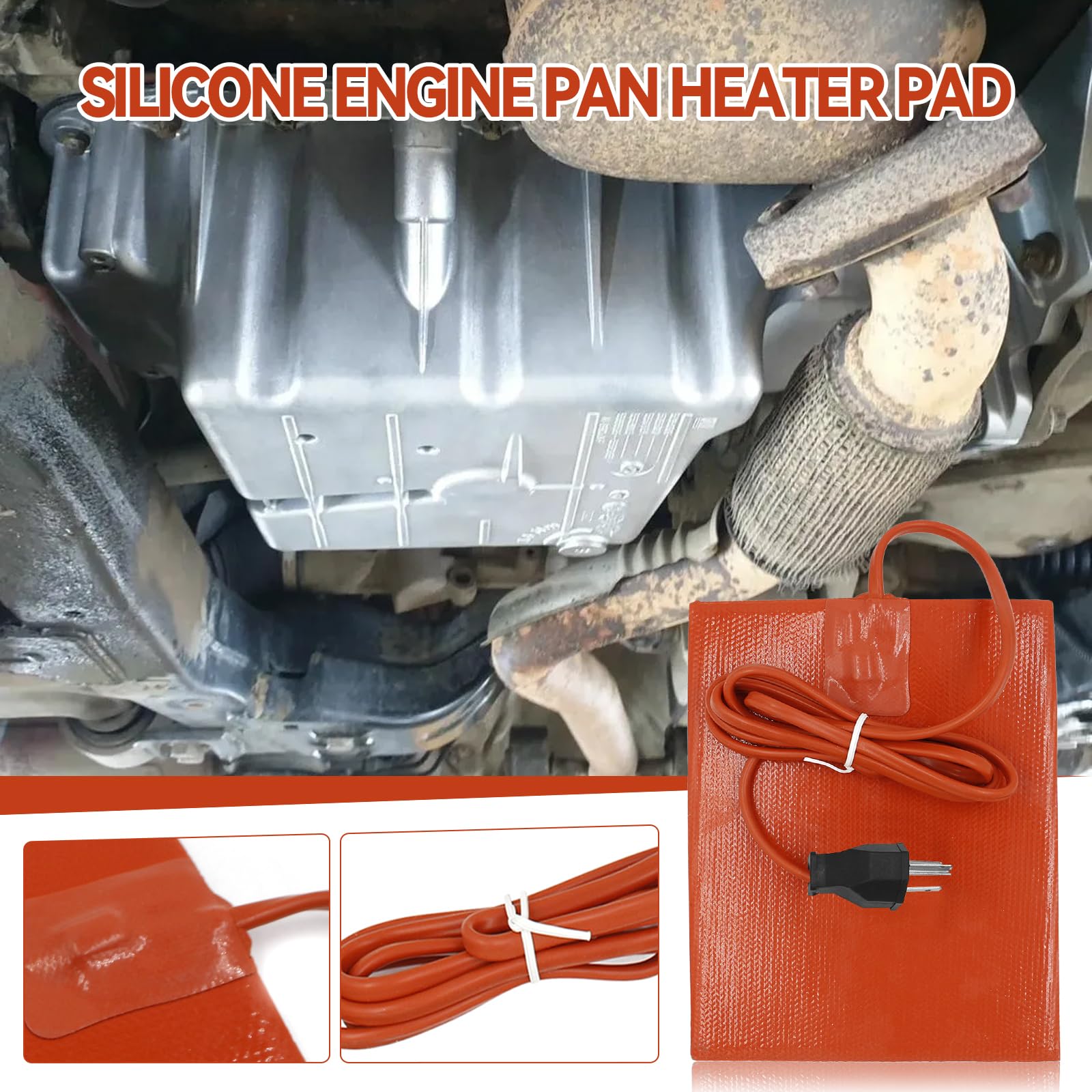 2 almohadillas de calefacción de silicona para motor de coche, 120 V, 300 W, 6 x 8 pulgadas, calentador universal de motor de coche, almohadilla de calentador eléctrico, bloque de motor