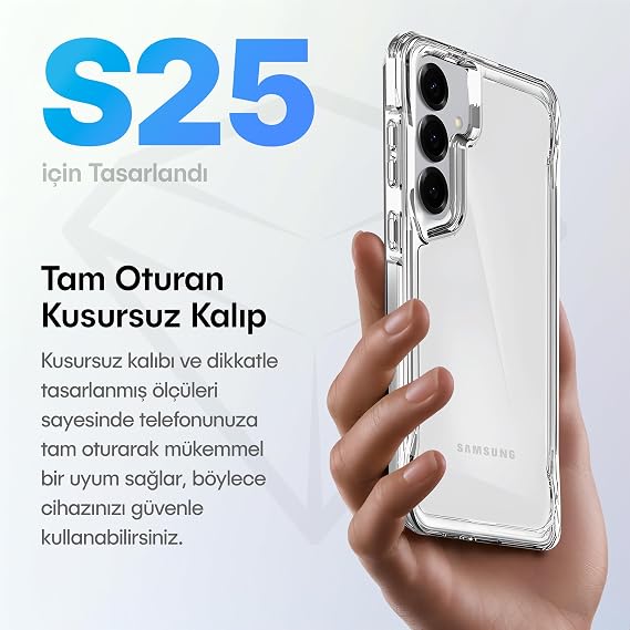Crystal Armor Series Shock Absorber Soft Silicone Edge Back Hard Polycarbonate Shockproof Transparent Case for Teknoft Samsung Galaxy S25