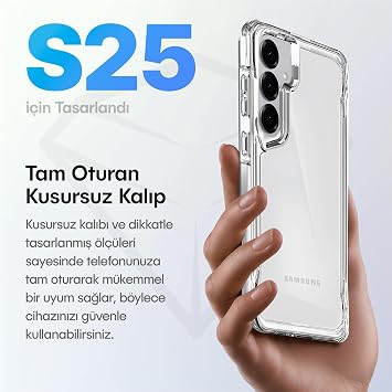 Crystal Armor Series Shock Absorber Soft Silicone Edge Back Hard Polycarbonate Shockproof Transparent Case for Teknoft Samsung Galaxy S25