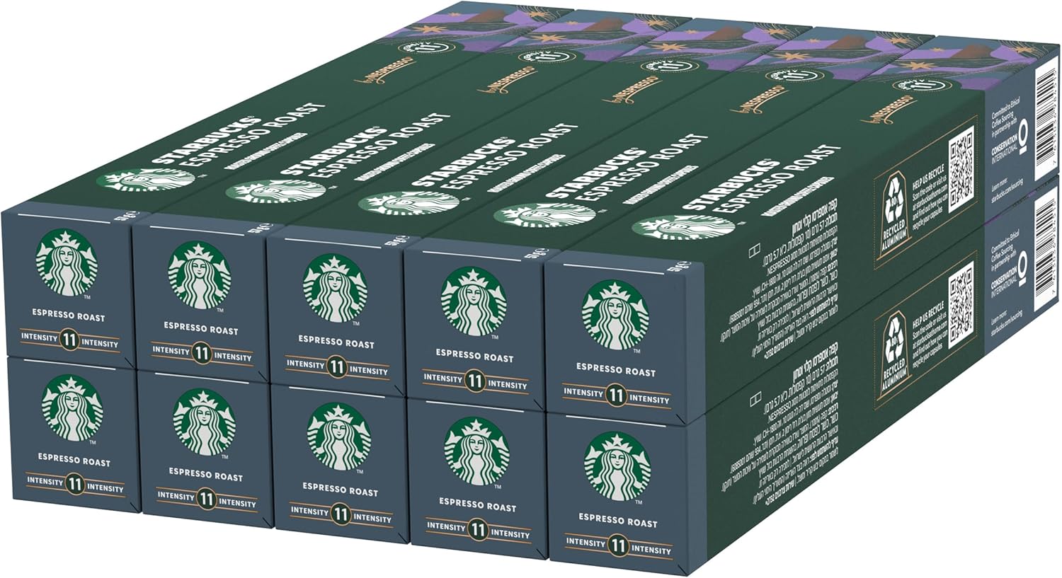 STARBUCKS Espresso Roast by Nespresso Caffè, 10 confezioni da 10 capsule (100 capsule compatibili Nespresso) 10 unità (Confezione da 10) - Immagine 1