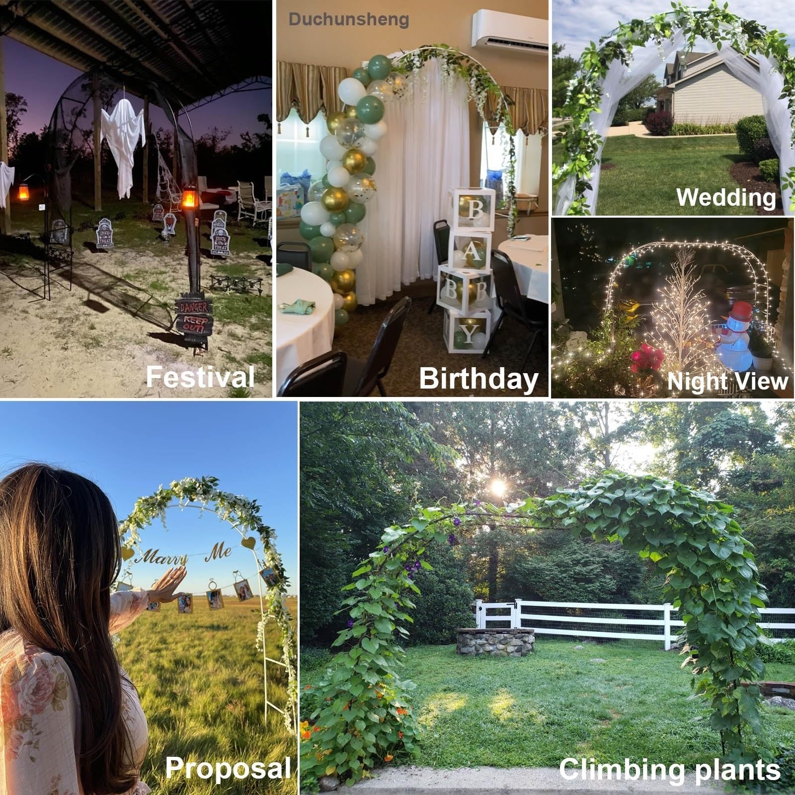 Arco da giardino in metallo per piante rampicanti, 1,8 m, 2,0 m, 2,8 m, 3 m, arco in ferro per matrimoni, rose, cortile, cortile, cortili, ingressi, durevole, design a tubo da 19 mm