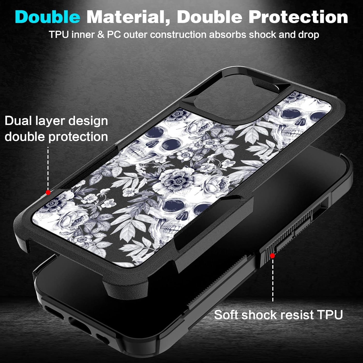 Designed for iPhone 11 Case, Heavy-Duty Tough Rugged Lightweight Slim Shockproof Protective Case for iPhone 11 6.1 Inch,Women Girls,Cute Skull Pattern - Image 6