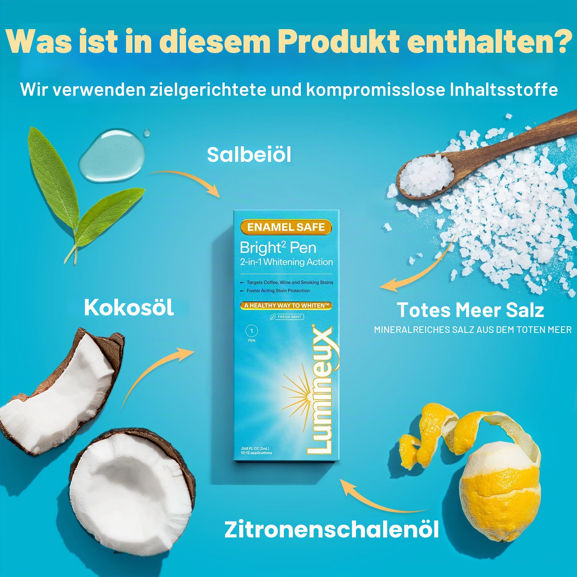 Lumineux Whitening Pen – Bright Pen 2er-Pack, Emaille-sichere Zahnaufhellung – Keine Empfindlichkeit – Fleckenabweisend – Zahnarzt formuliert & zertifiziert ungiftig