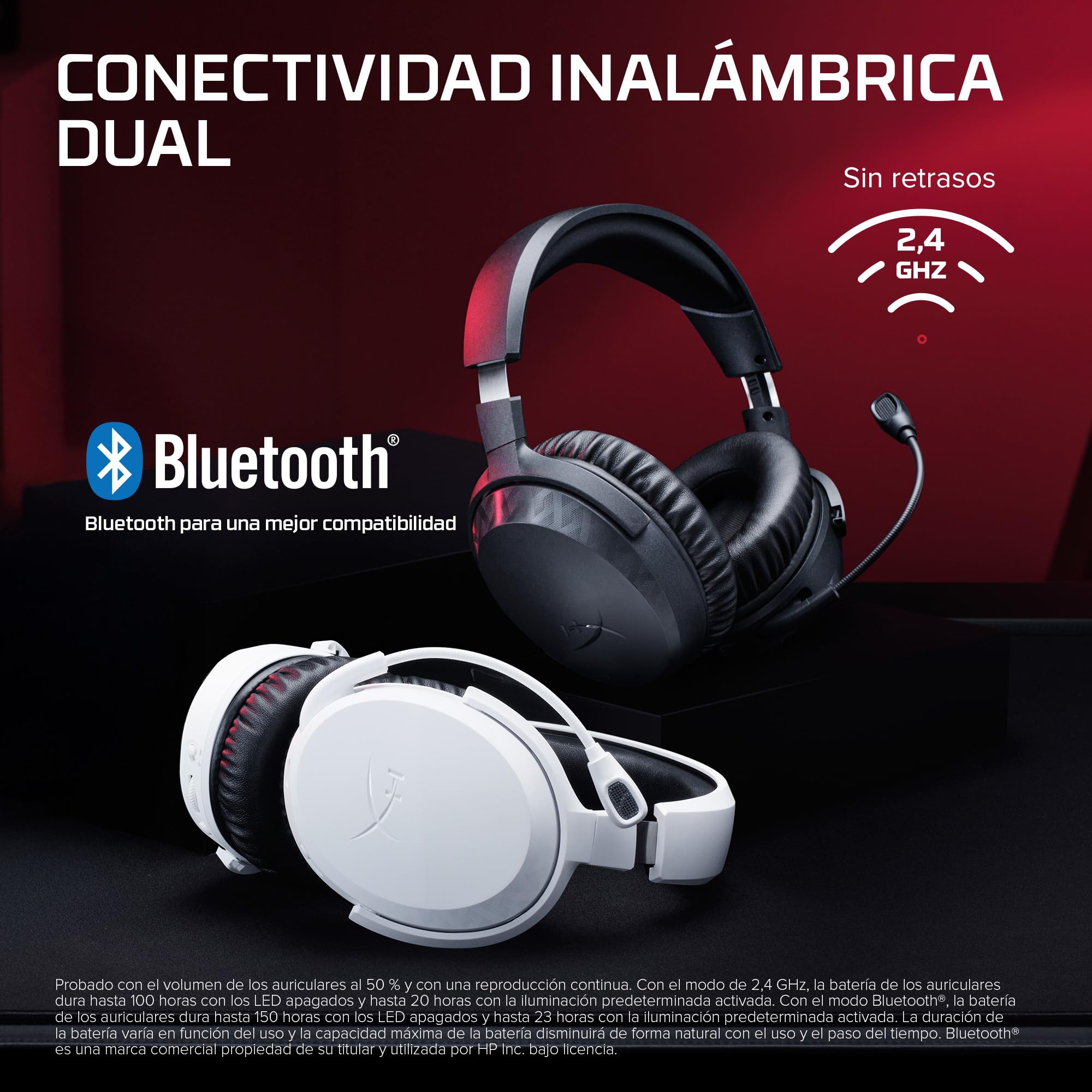 HyperX CloudX Stinger 3 Auriculares Gaming Inalámbricos para PS5 | Bluetooth 5.2 y 2,4 GHz, hasta 80 Horas de Batería, Controladores de 50 mm, Micrófono, Blanco