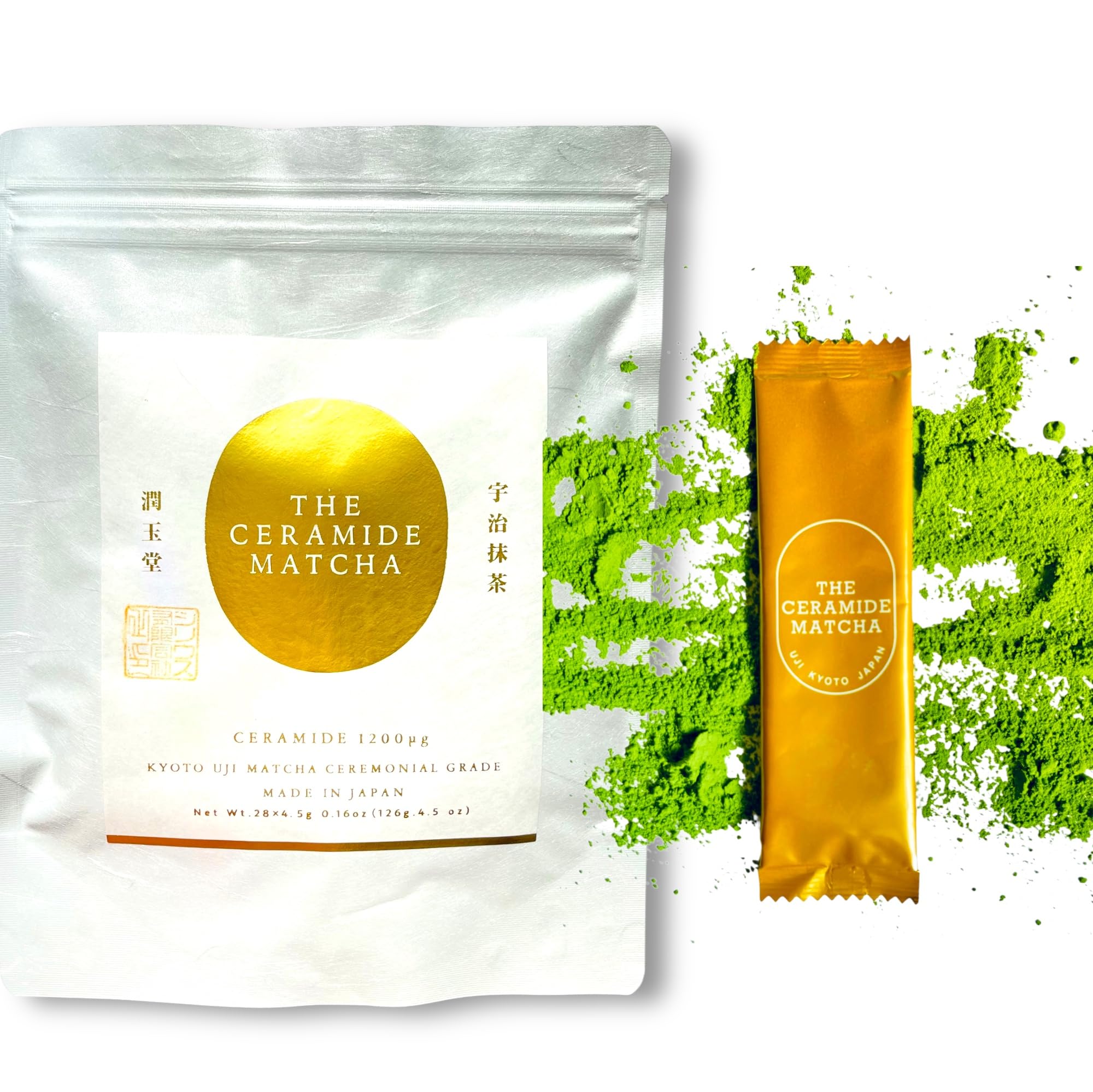 THE CERAMIDE MATCHA Hydration Beauty Drink Ceremonial Grade Uji Kyoto Japan One Stick Provides 2gr of Matcha and