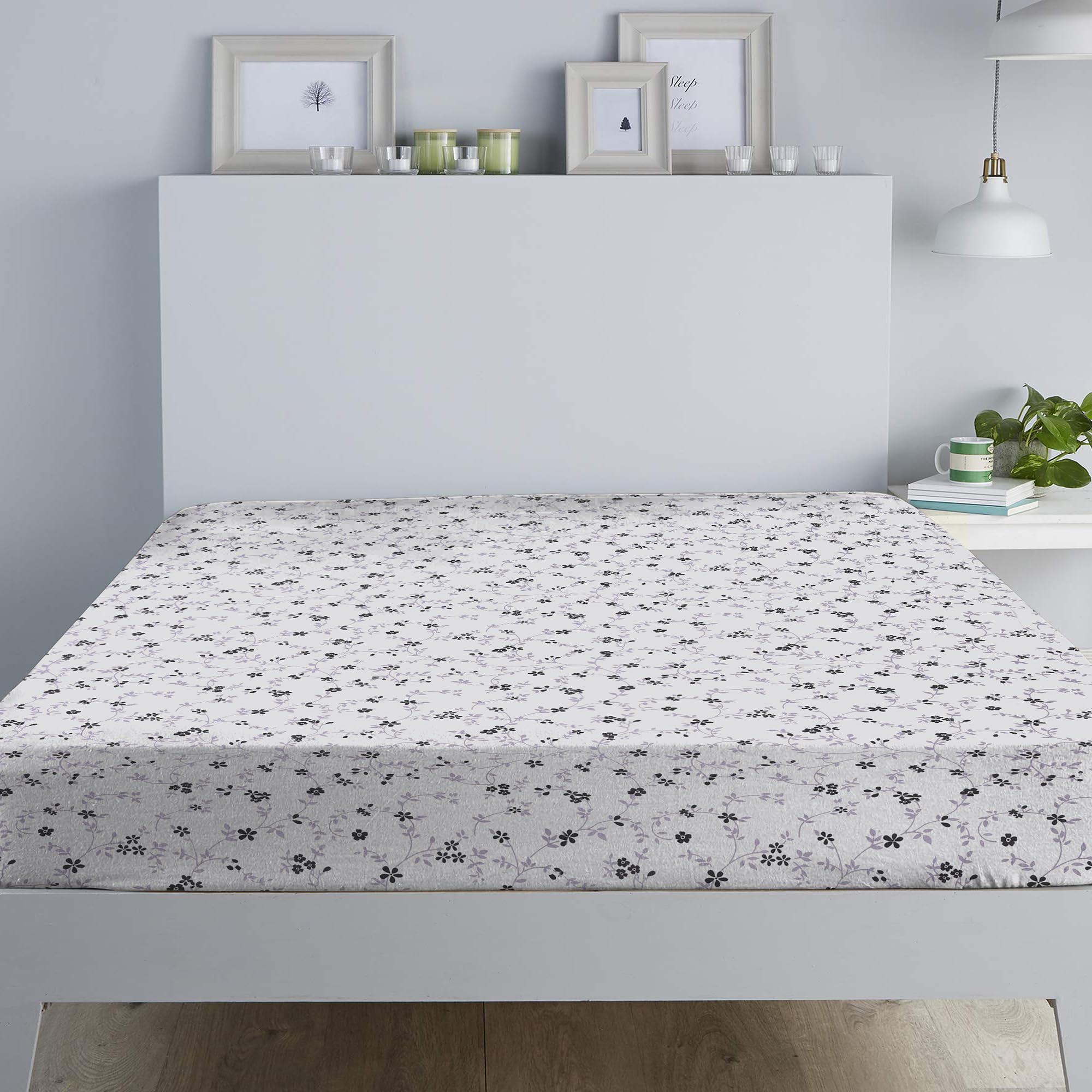 RAYBedding Luxury Printed Floral Pack of 2 Fitted Sheet Single Bed โ Deep Fitted Sheet 90x190cm + 35cm Deep Corner Elasticated Bed Sheet