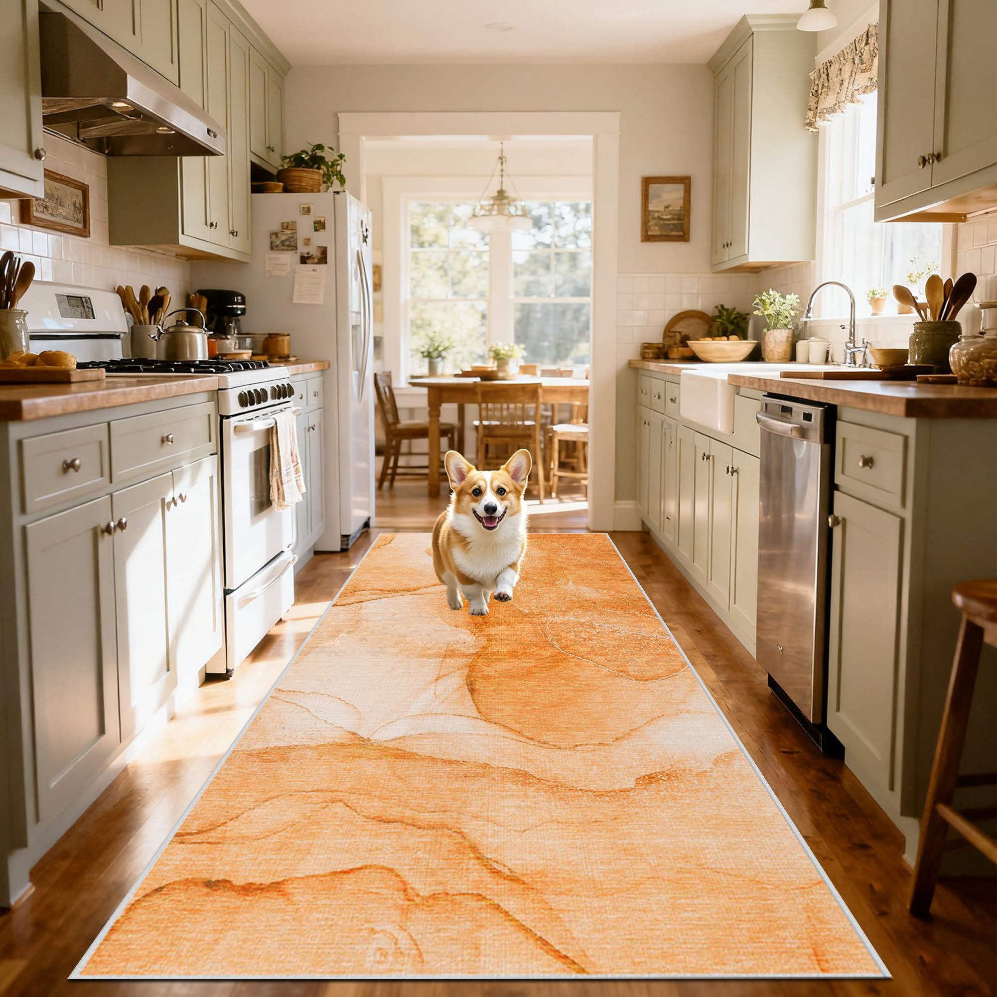 Alfombra pasillo lavable de cocina amarilla y antideslizante de 100 x 180 cm