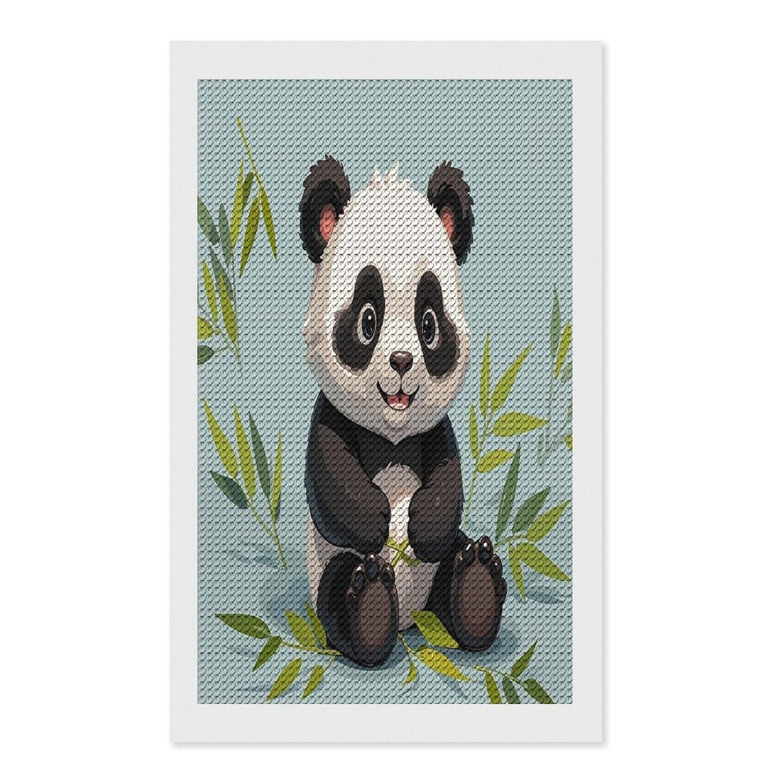 FekiLoot Panda Diamond Painting Kits for Beginners DIY Diamond Art Kits for Adults Full Drill Round Diamond Dot Gem Art Painting Fun DIY Crafts for Home Kitchen Wall Decor Gift 12"x20"