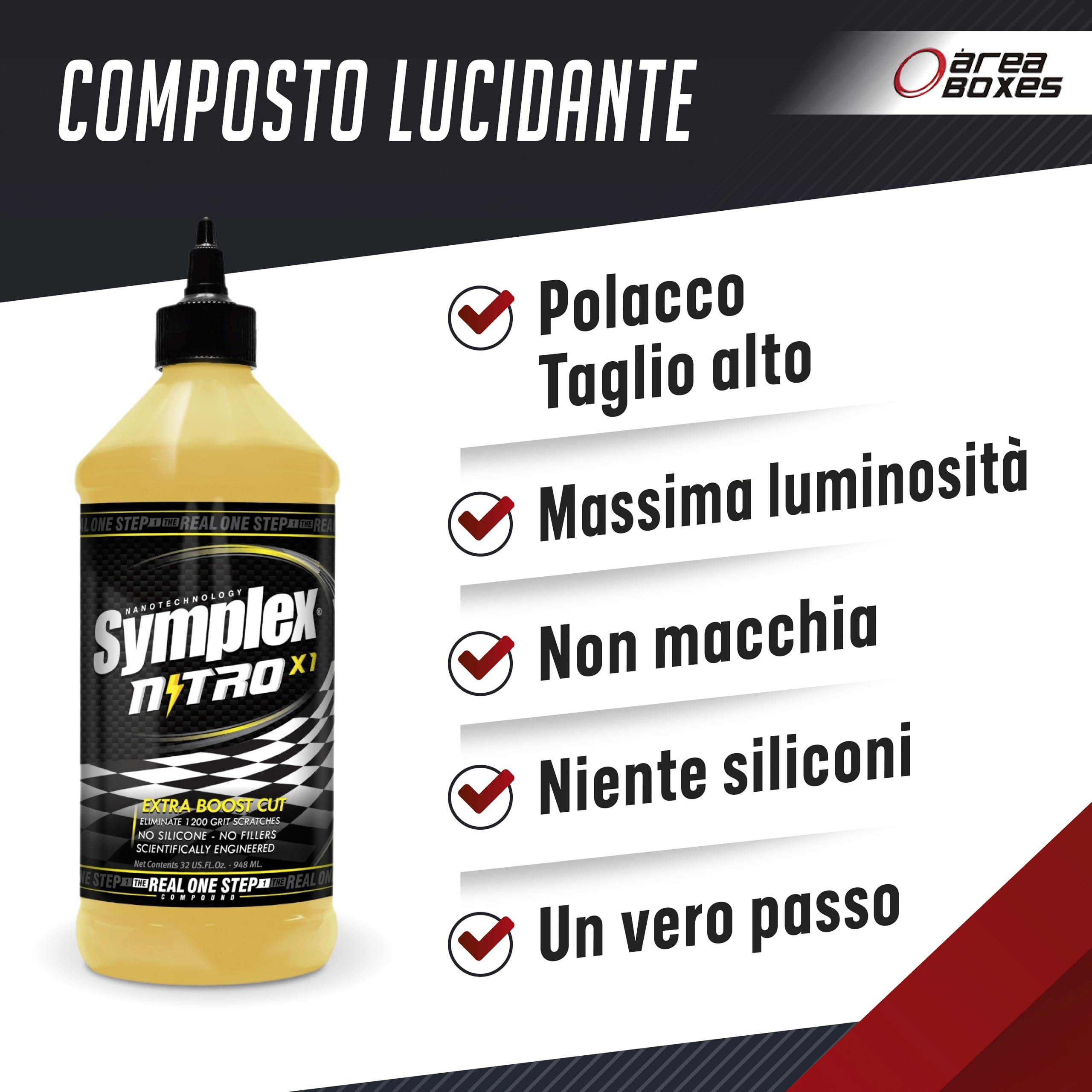 Lucido Per Auto High Cut, 950ml [Nitro X1] Composto 3 in 1 "One Step". Riparazione Graffi, Senza Silicone. Rimuove I Graffi. Non Macchia. [Taglio, Livellamento E Sigillatura Con Elevata Brillantezza]