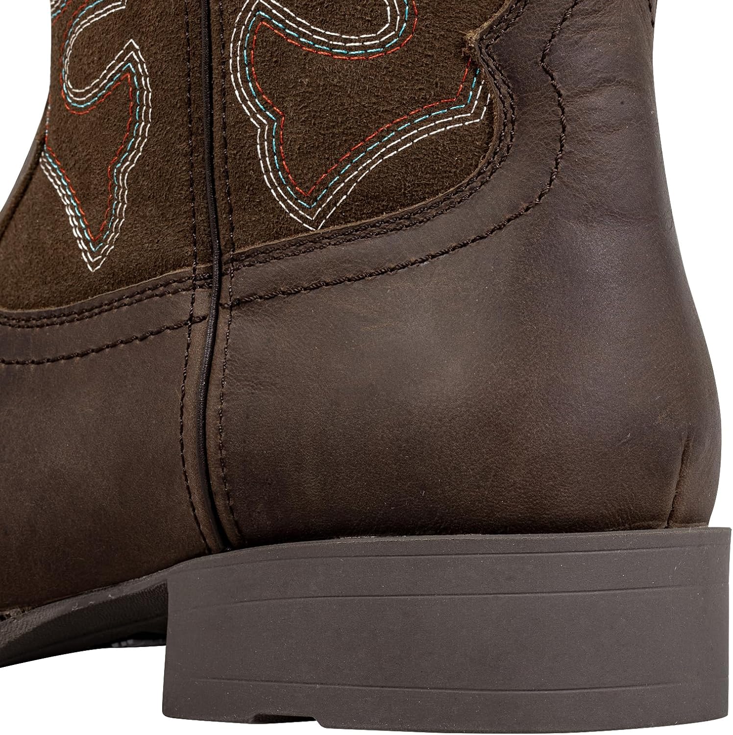 J's.o.l.e Leather Cowboy Boots for Men Square Toe Western Work Boots Botas Vaqueras Para Hombre Slip On Riding Dress Boot Brown - Image 6