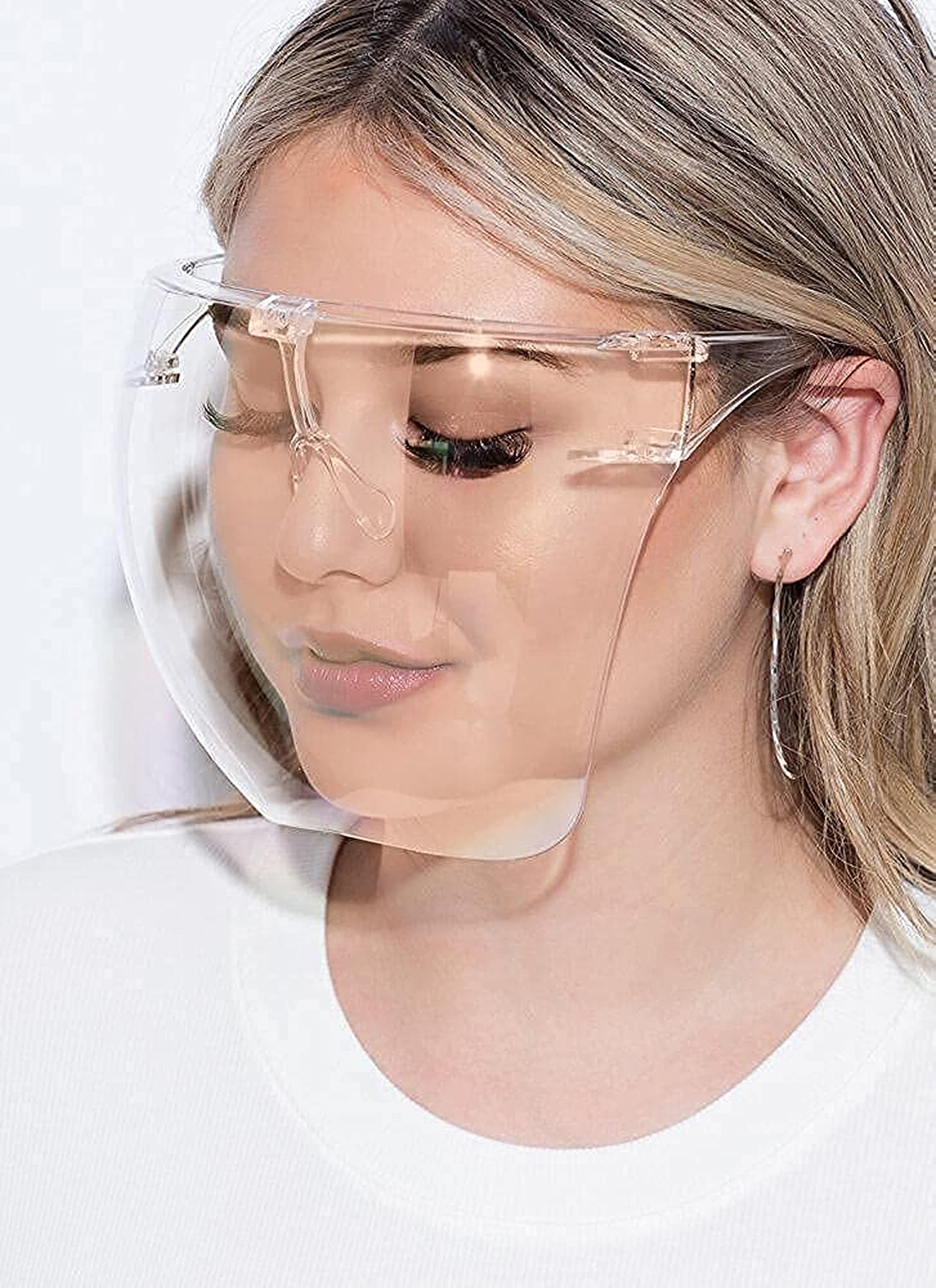 ECHSAD Men's and Women's Anti-Scratch Coated Glasses Reusable Clear Face Visor Fashion Protective Wear Goggle-Style Face Shield with 180° Safety Coverage Without Valve (Multicolour, Pack of 1)