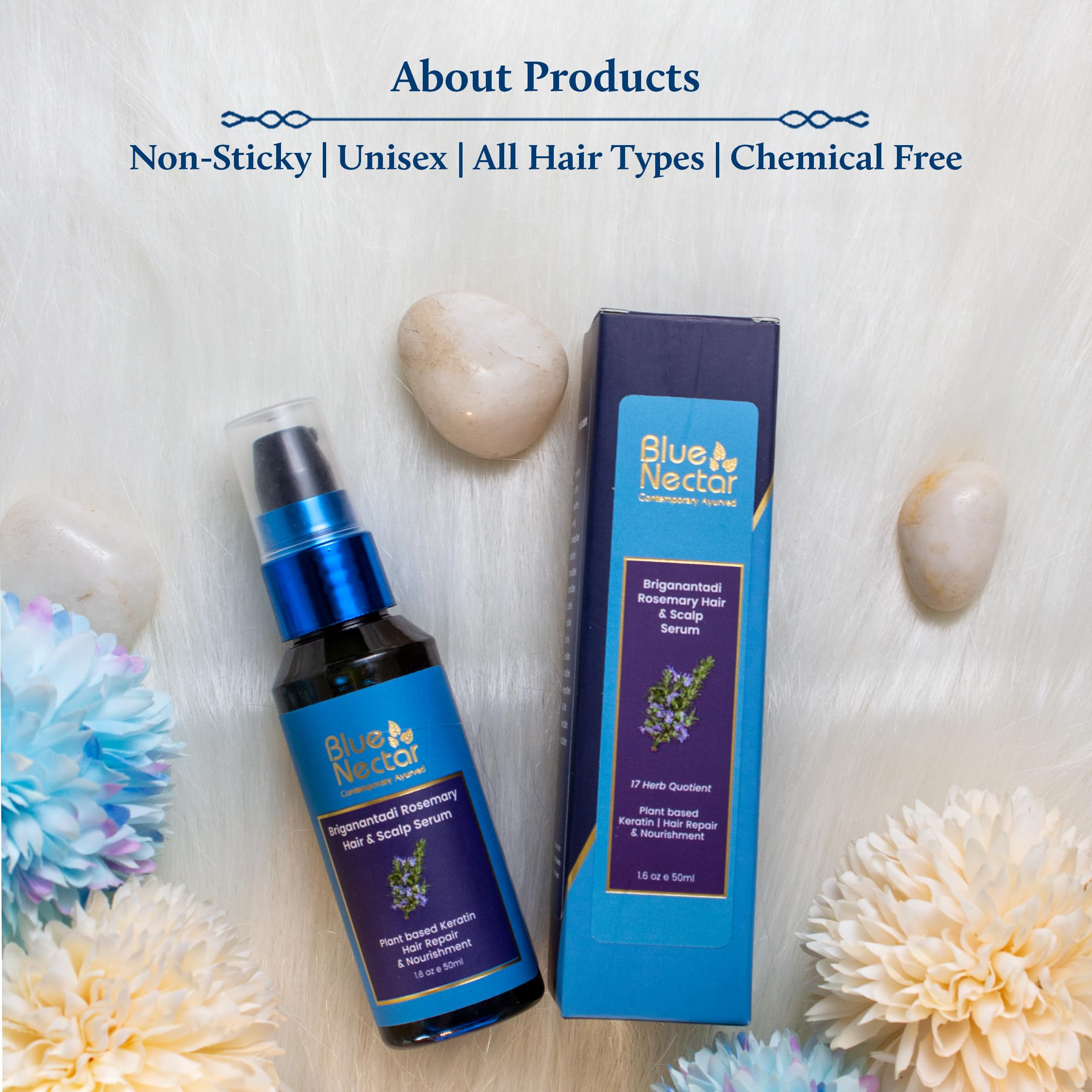 Blue Nectar Rosemary Hair Growth Serum for All Hair Types (17 Herbs, 50ml), 50 ml (Pack of 1) - Image 4