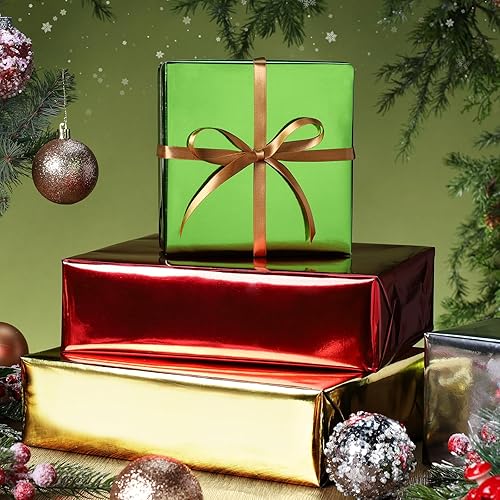Miniatura 5 de LaRibbons Papel de regalo metálico, rollo de papel de color sólido de 17 pulgadas x 40 pies (56.6 pies cuadrados), rollos de papel de regalo para