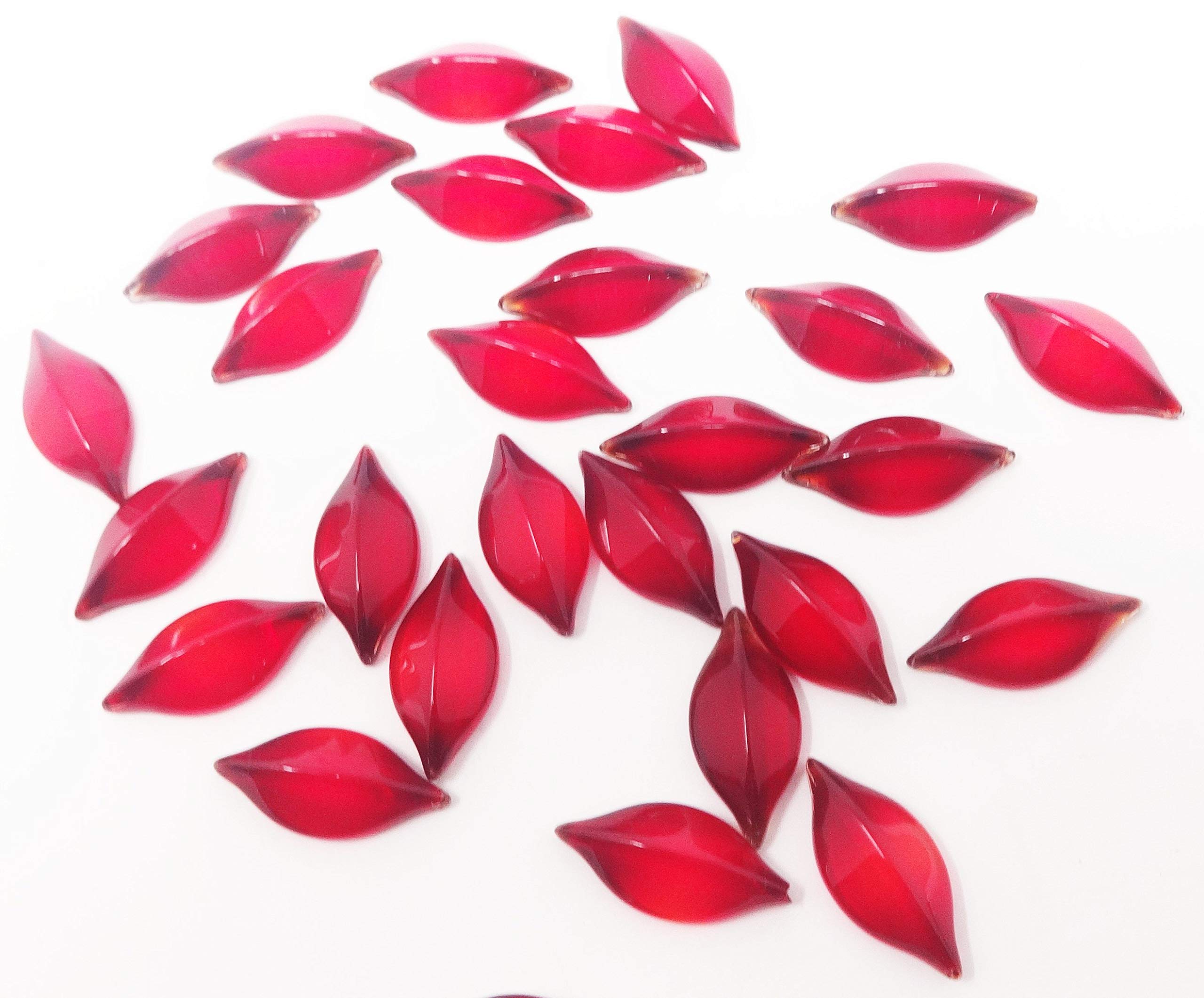 Excel Impex Flat Bottom Petal Shaped Glass Crystals, Glass Pebbles Glass Gems for Decoration, Making Crafts or Aquarium Decor(20mm x 10mm x 4mm Size)- Set of 50 | Red (B07PWCR1H8) Amazon Price History, Amazon Price Tracker