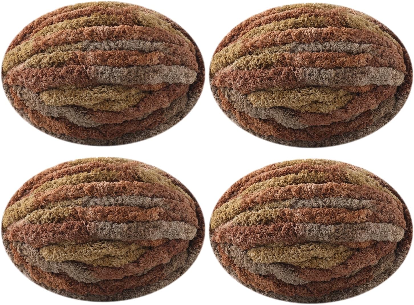 Chunky Yarn for Hand Knitting, No7 Thick Yarn, 250Grams 32Yards, Pack of 4, Perfect for Knitters and Crafters (Pudding)