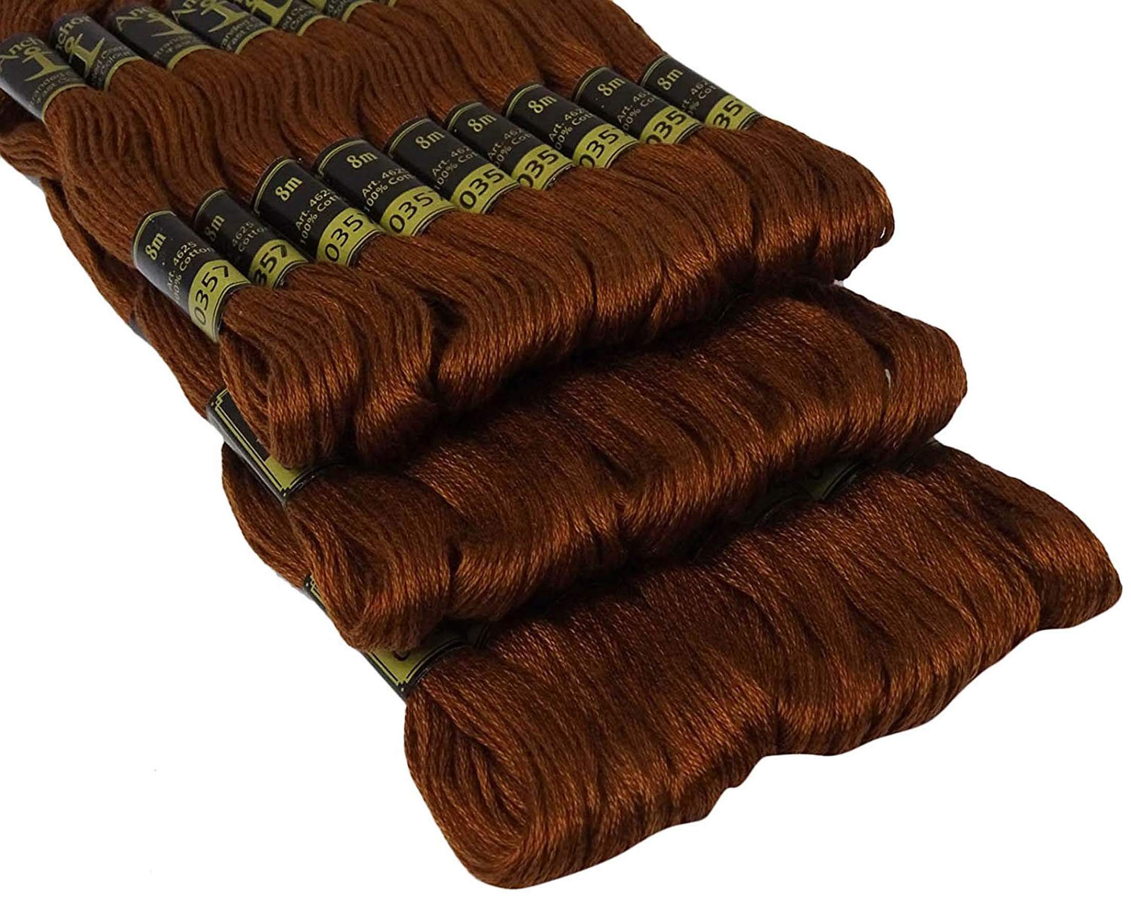 PRANSUNITA Anchor Stranded Cotton 6 Strand Cross-Stitch Hand Embroidery Stranded Cotton Craft Sewing Floss Thread, Pack of 10