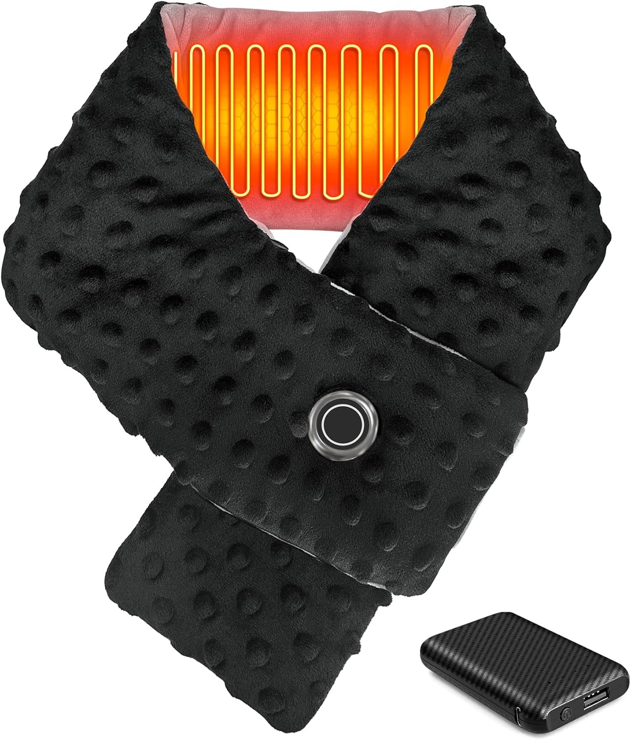 Graphene Heated Scarf with Battery Pack USB Heated Neck Wrap for Women Men Child Fleece Heating Pad for Neck Warming