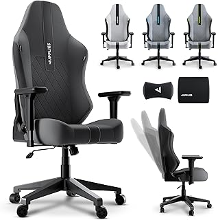JUPPLIES Premium Ergonomic Gaming Chair – Gaming Chairs with Breathable Linen, Reclining 160°, Memory Foam Cushion, Piston…