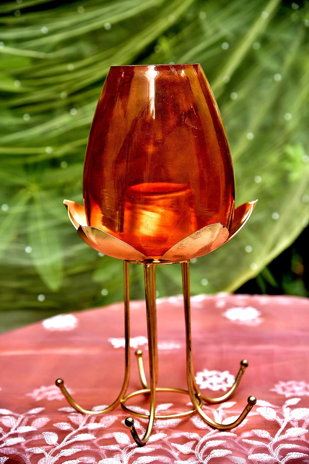 Buy Pelican Crafts Antique Gold Colored Glass Candle Lamp Decorative