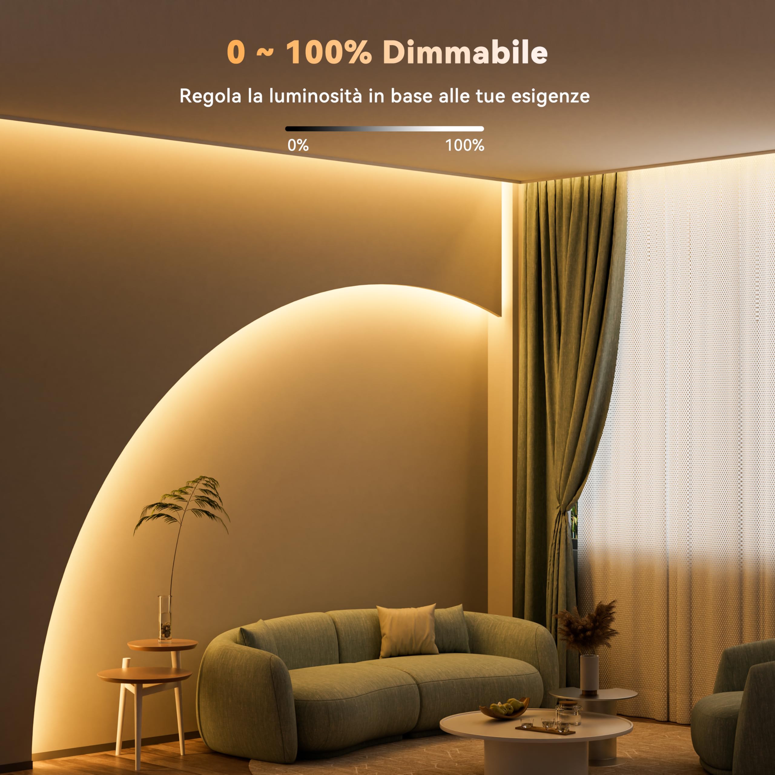PAUTIX WiFi Striscia LED COB IP65 Impermeabile 5M Bianco Caldo 2700K,24V Regolabile Smart LED Strip Lights Compatibile con Alexa/Tuya per Illuminazione domestica(Alimentatore/Dimmer Non Impermeabili)