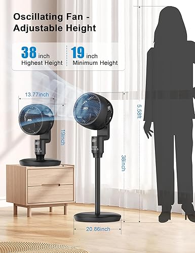 Miniatura 4 de JRD Ventilador para dormitorio, ventiladores oscilantes de 70, ventilador de piso silencioso, ventiladores de pedestal de 100 pies para habitación,