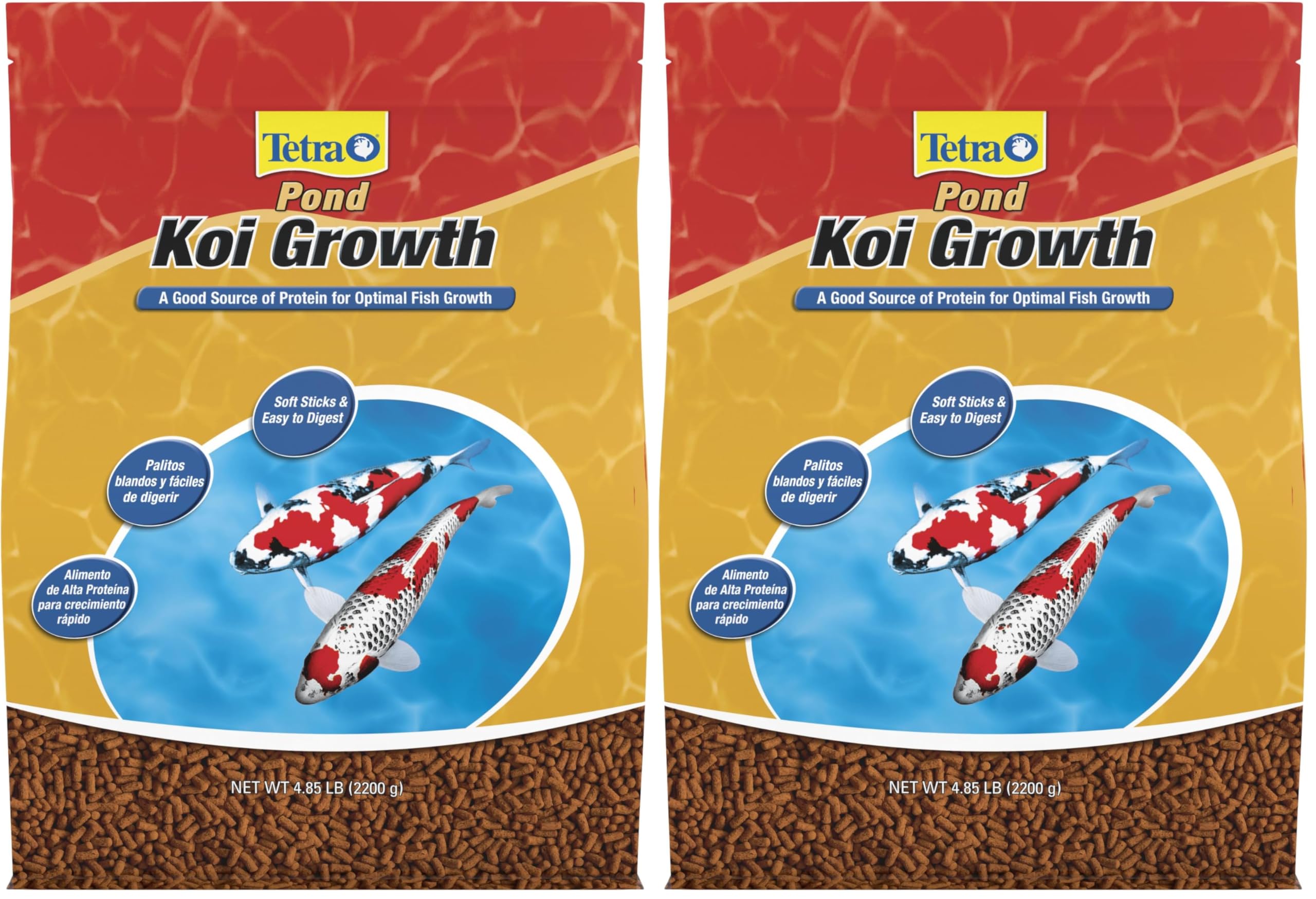 TetraPond Koi Growth 4.85 Pounds, Soft Sticks, Pond Fish Food (Pack of 2)