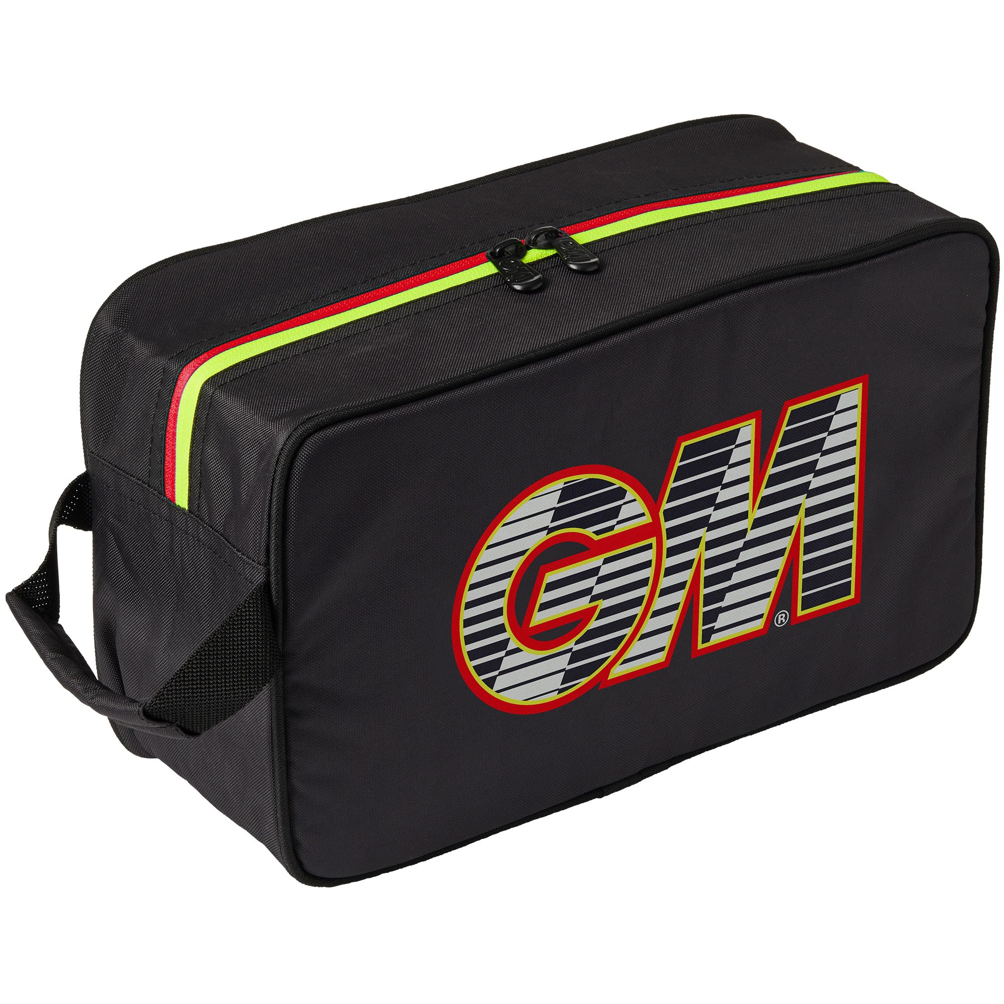 Gunn & Moore GM | Rival Boot Bag Cricket Shoe Bag | Side Pocket for Spare Spikes | Capacity 1 Pair Boots | Tough 600 Denier Polyester | Black Red & Yellow