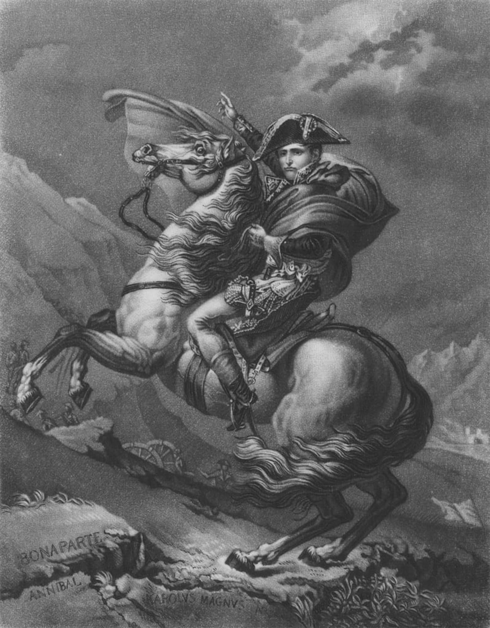 RZHRHJES Famous Painting Poster Art Canvas Print Retro Picture Napoleon Bonaparte Crossing the Alps by After Jacques Louis David Poster Wall Art for Office Decor 60x90cm