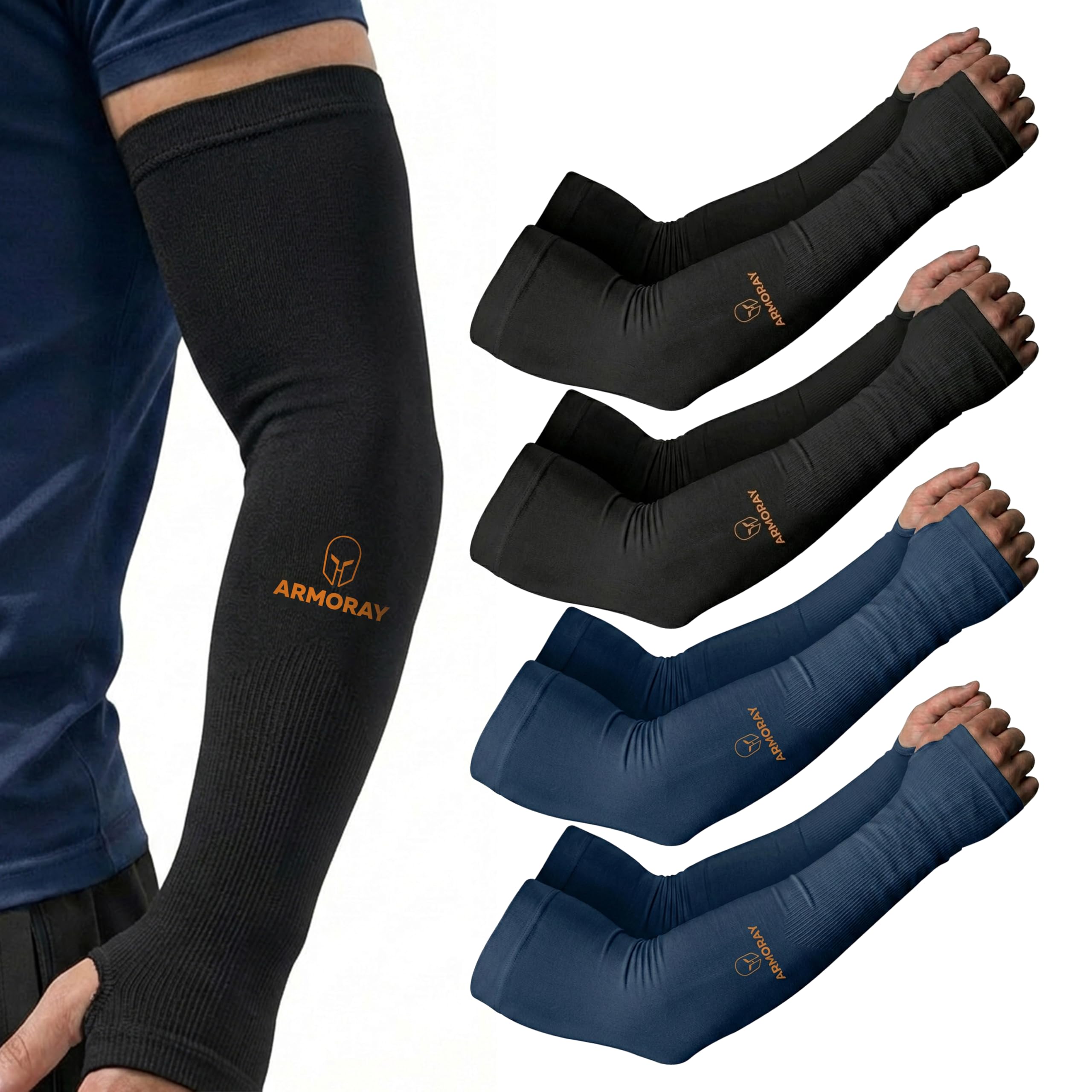 ARMORAY Arm Sleeves for Men and Women - UV Sun Protection Cooling Compression - Tattoo Cover Up Sleeve for Daily Wear &amp; Work