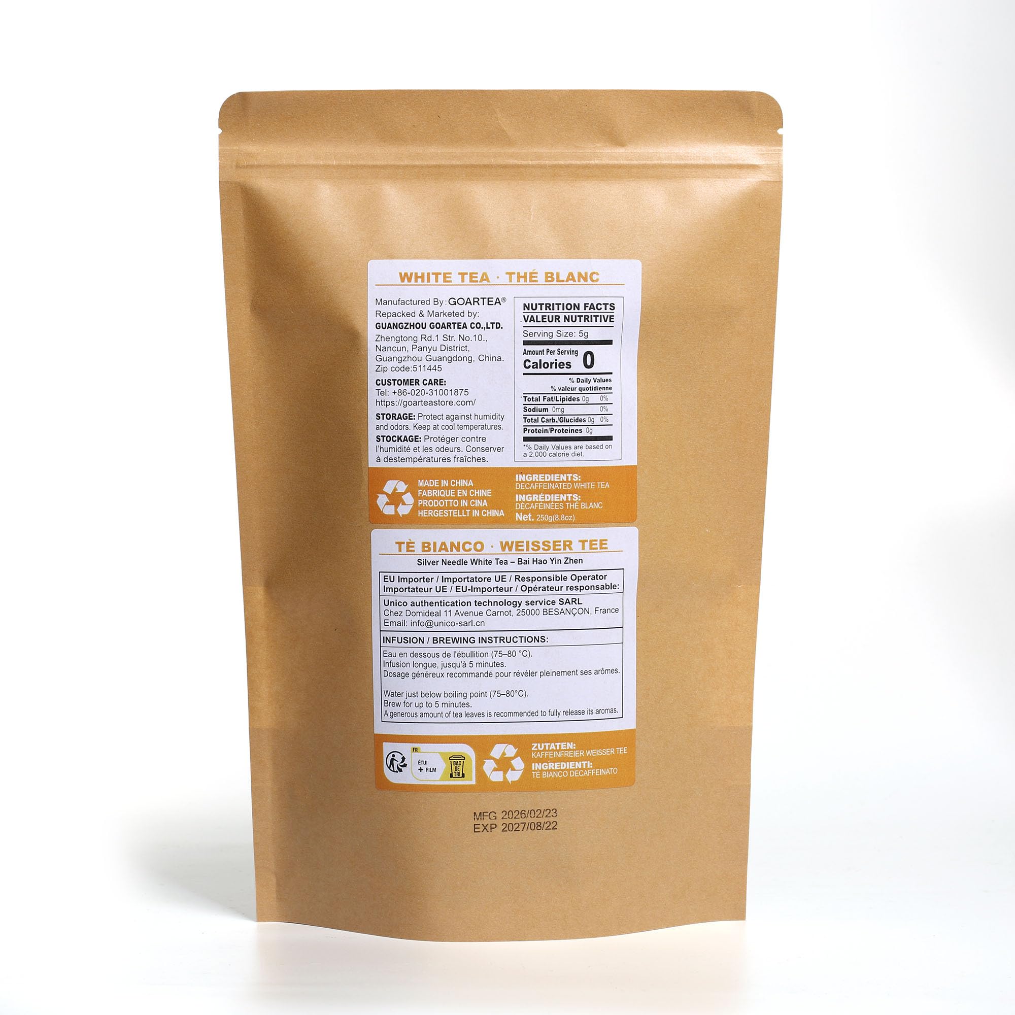 GOARTEA Baihao Yinzhen Silver Needle White Tea 250g