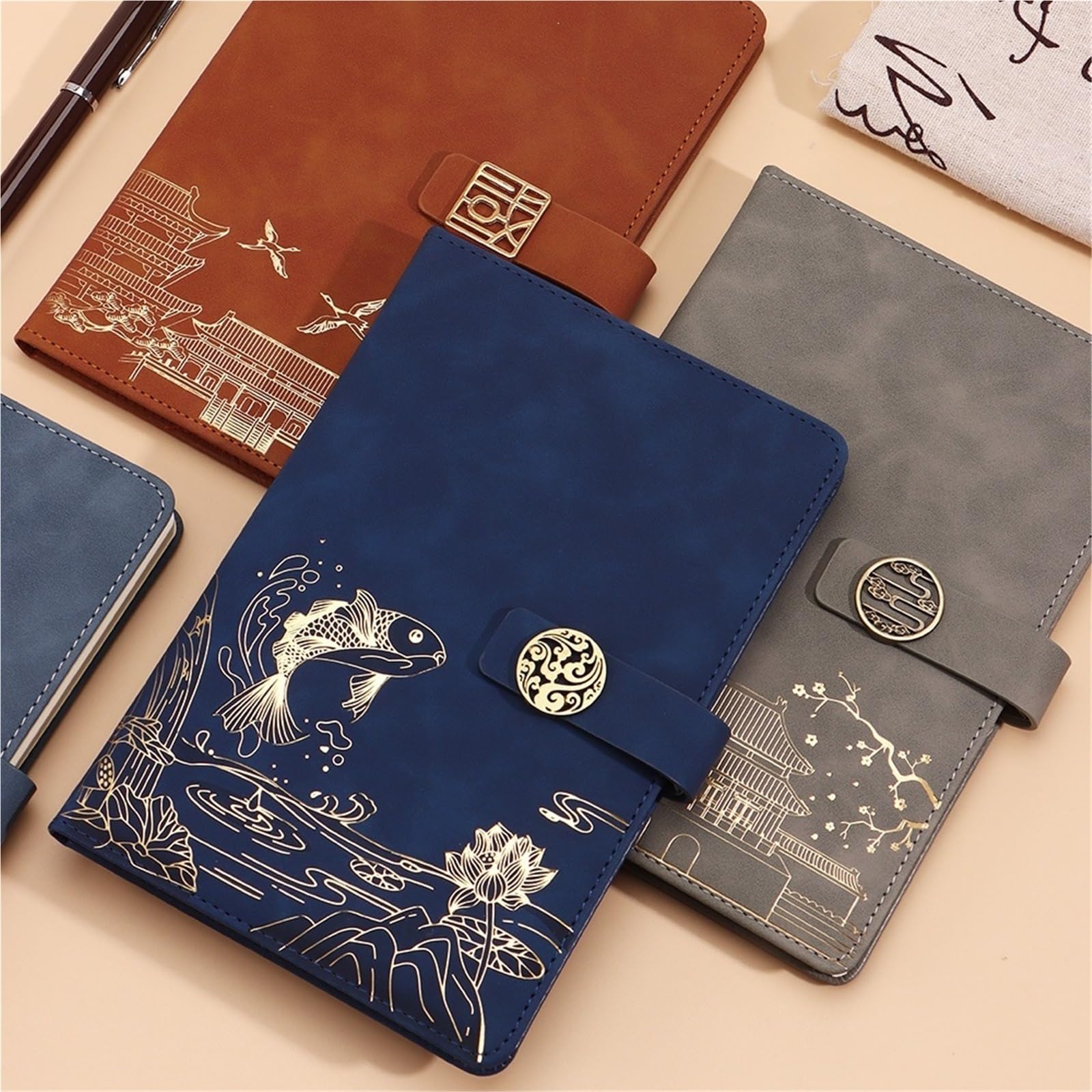 Set regalo con taccuino in stile cinese A5 | Affari, ufficio, regali aziendali, souvenir e quaderni(Color-C)