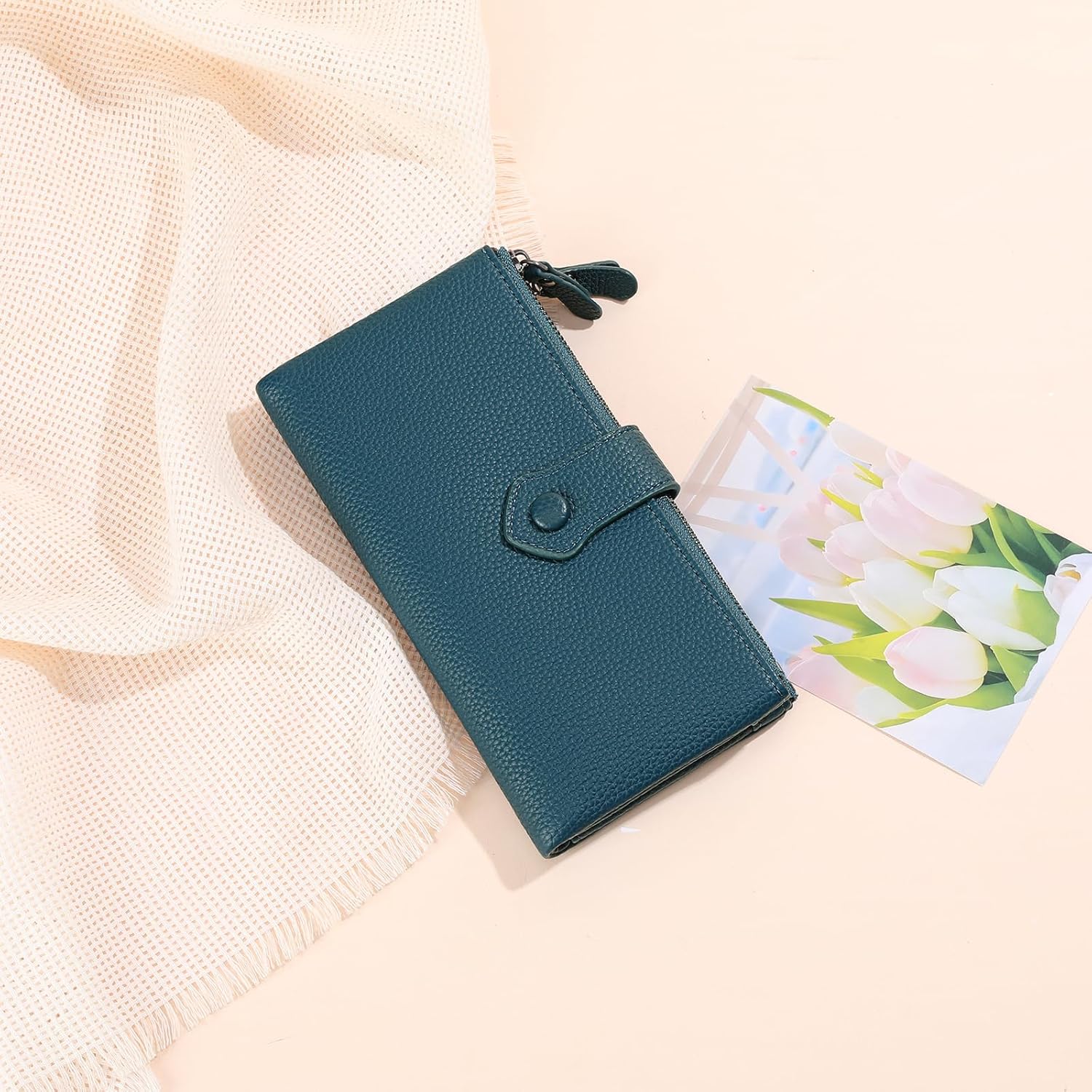 Women Soft Leather Wallets Slim Bifold RFID Blocking Ladies Credit Card Holder Double Zipper Pockets - Image 6