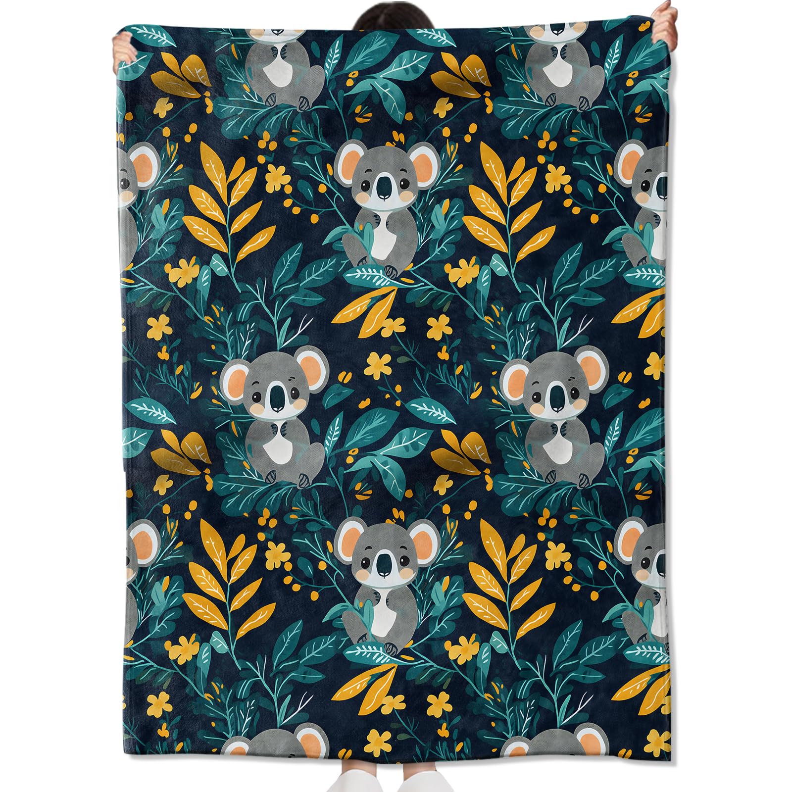 amepay Cute Koala Foliage Blanket Gifts for Kids Adult Girls,Cartoon Animal Flannel Throw Blankets,Soft Comfy Lightweight for Modern Home Couch Bed