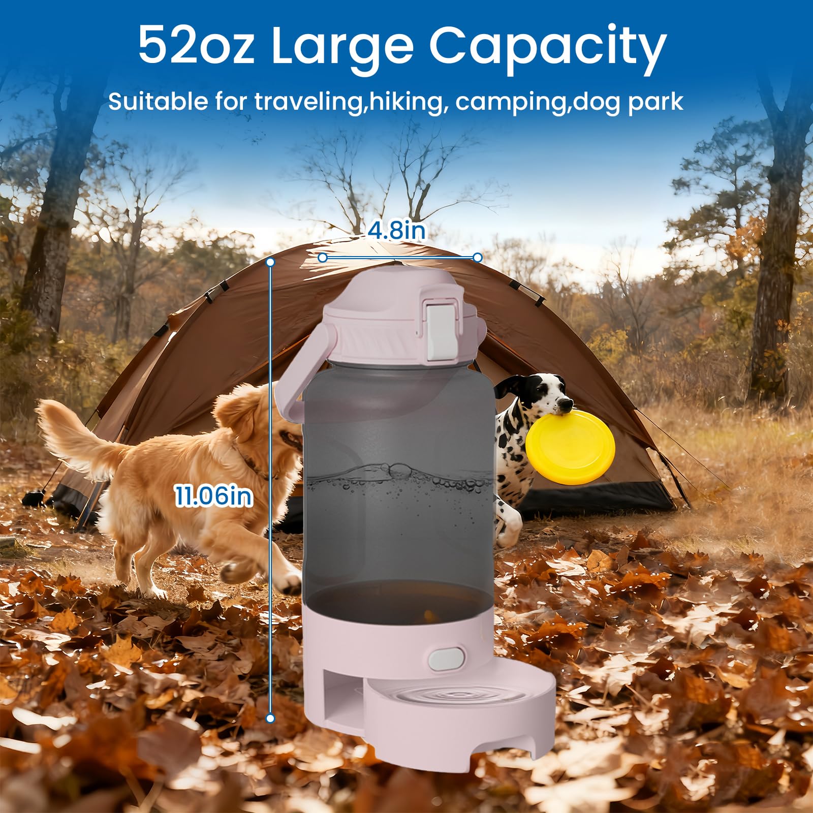 1,474.2 g Hund Wasserflasche Tragbar - Tragbare Reise Hund Wassernapf - Reise-Essentials für Camping, Spazierengehen, Wandern (Rosa, 1,5 Unzen)