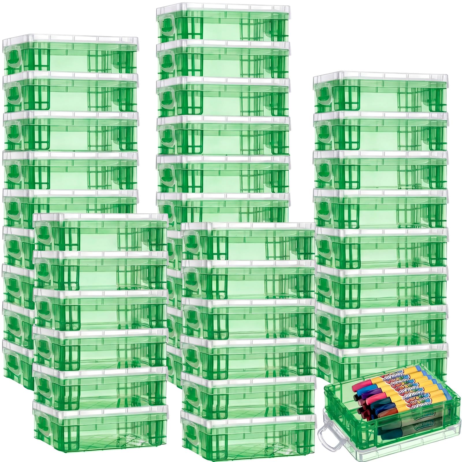 Suzile 40 Pcs Plastic Crayon Boxes, Turquoise