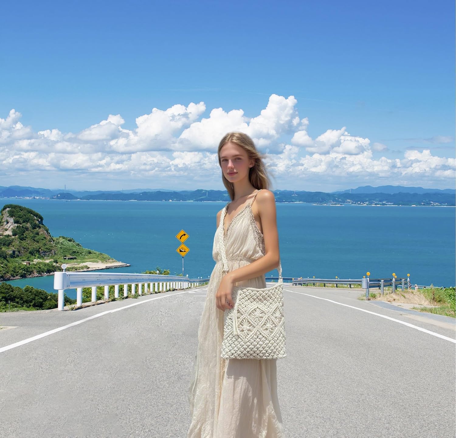 Eiyye Handmade Crochet Purse Boho Cotton Rope Crossbody Shoulder Bag with Tassel Casual Bag for Women - Image 3