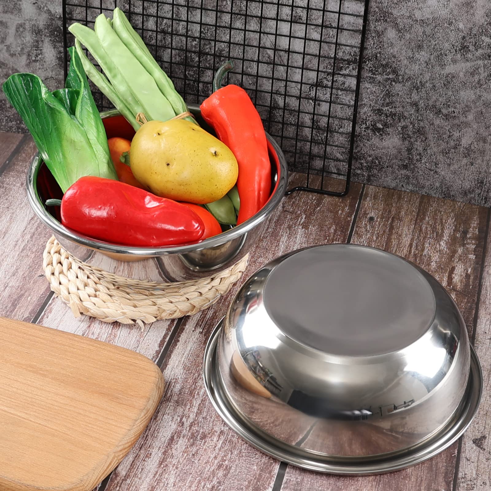 Paquete de 4 cuencos de acero inoxidable para mezclar, cuencos de metal para preparación de cocina