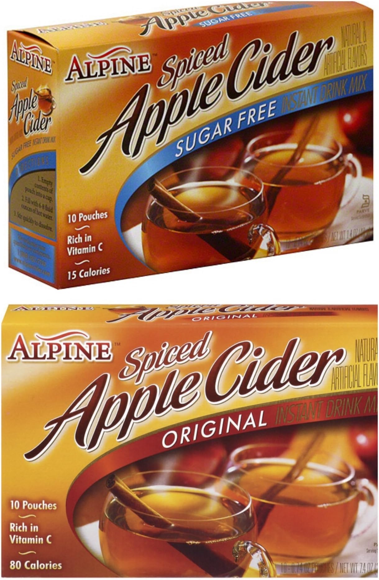 Spiced Cider Apple Bundle, 1 Original and 1 Sugar Free 10-count Box Each (2 Pack)