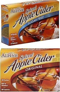 Alpine Spiced Cider Apple Bundle, 1 Original and 1 Sugar Free 10-count Box Each (2 Pack)