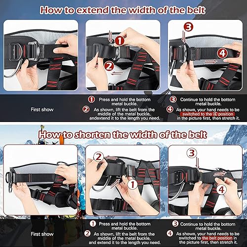 Miniatura 4 de Juego de picos de escalada de árboles, equipo de escalada de árboles con cinturón de escalada ajustable y cuerda de mejora, kit de escalada de