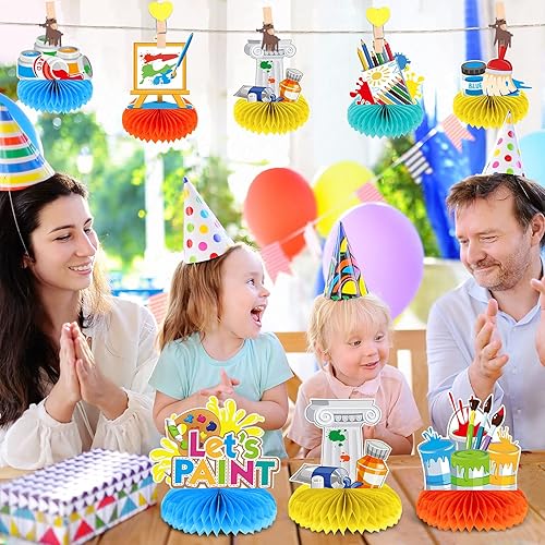 Miniatura 6 de 9 piezas de decoración de fiesta de pintura de panal de abeja, suministros de fiesta de salpicaduras de pintura para decoración temática de arte,