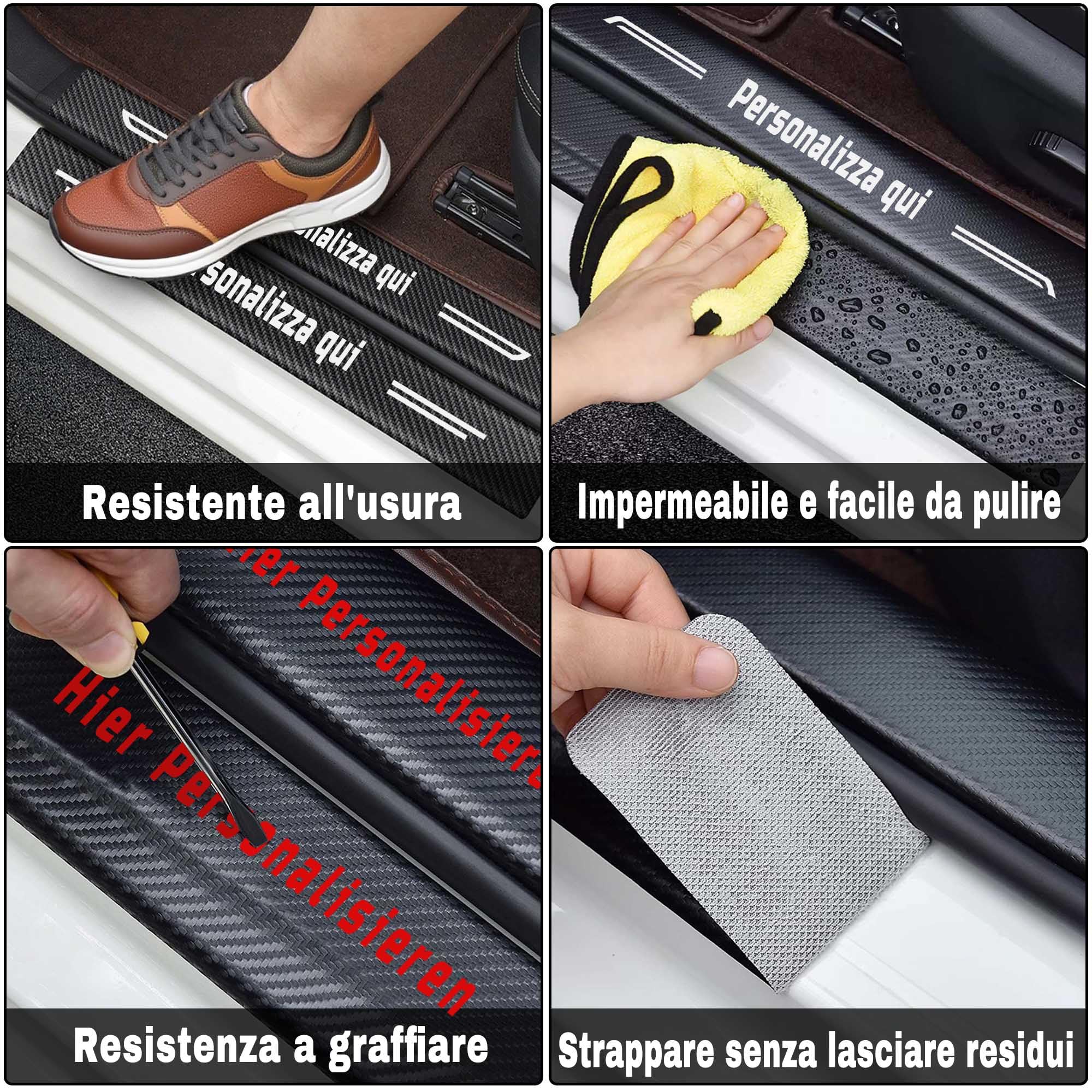 Strisce Protettive Battitacco Auto Personalizzabile – Adesivo Soglia Porta in Fibra di Carbonio, Protezione Antigraffio per Bagagliaio e Portiere