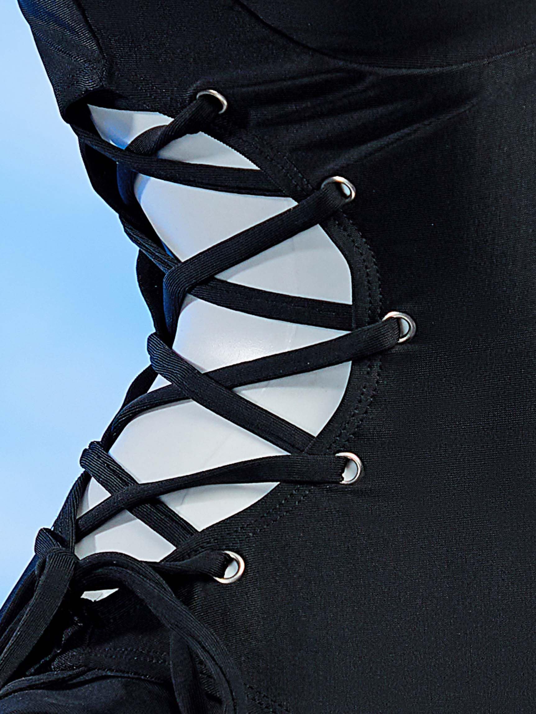haikyuu MisaMisa - Traje de baño gótico de una pieza con collar y volantes de murciélago, traje de baño gótico