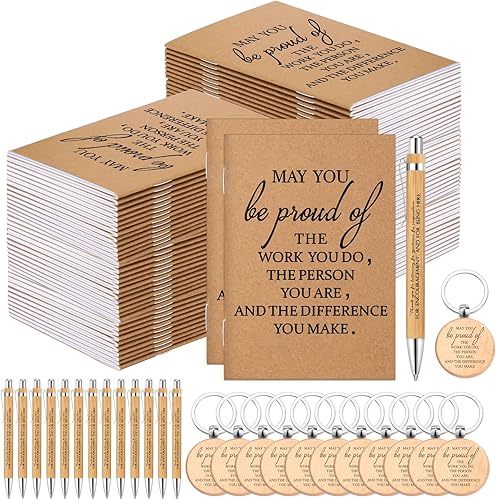 Kosiz Juego de 200 juegos de regalo de agradecimiento de Navidad para empleados profesores, cuadernos de bolsillo de papel de estraza de papel de