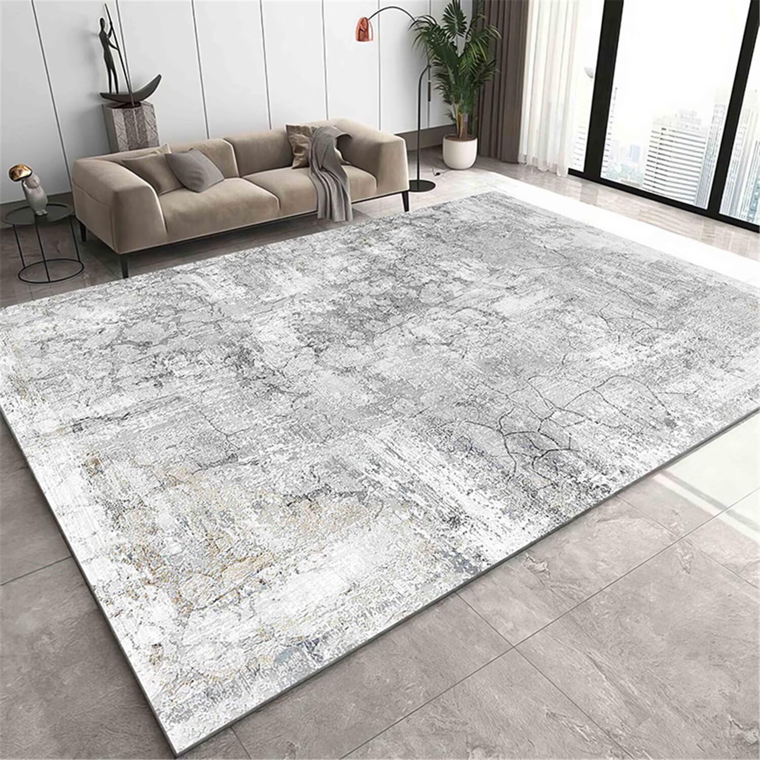 Déco chambre fille 80x160cm : tapis gris moderne et minimaliste pour lit enfant