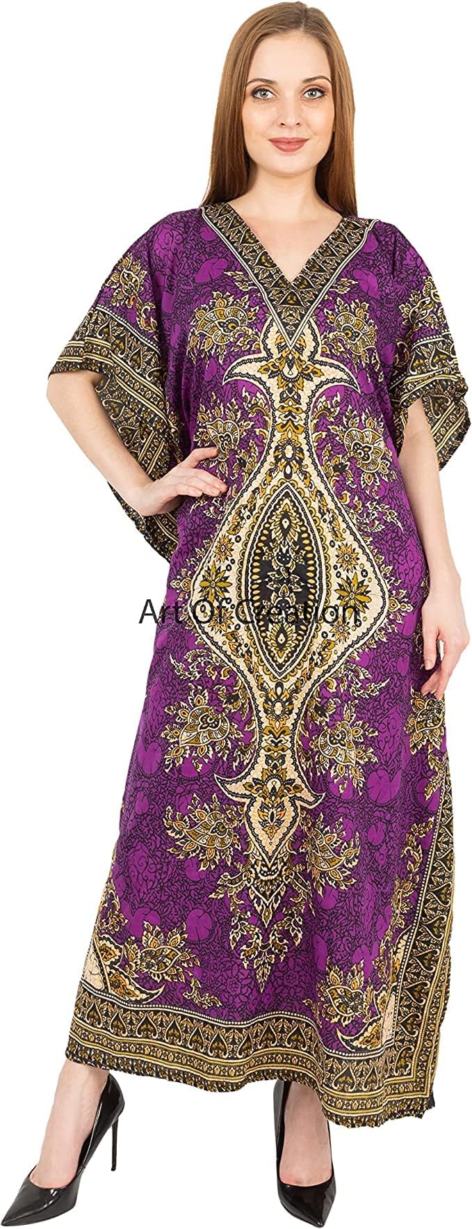 Womens Plus Size Kaftan Tunic Long Maxi Dress