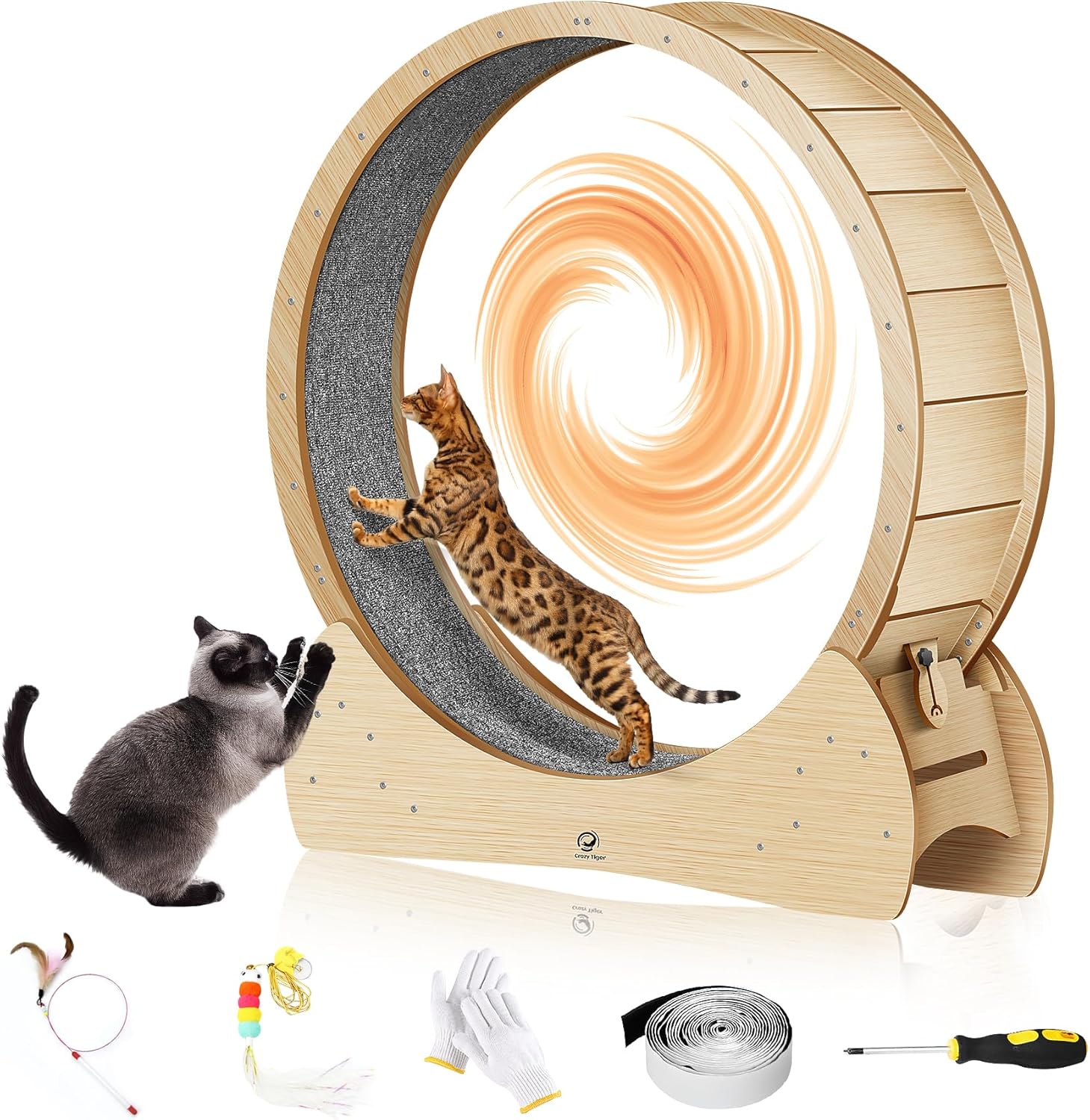 Cat Wheel for Indoor Cats – 40″ Giant Cat Train Wheels, Cats Runnin…