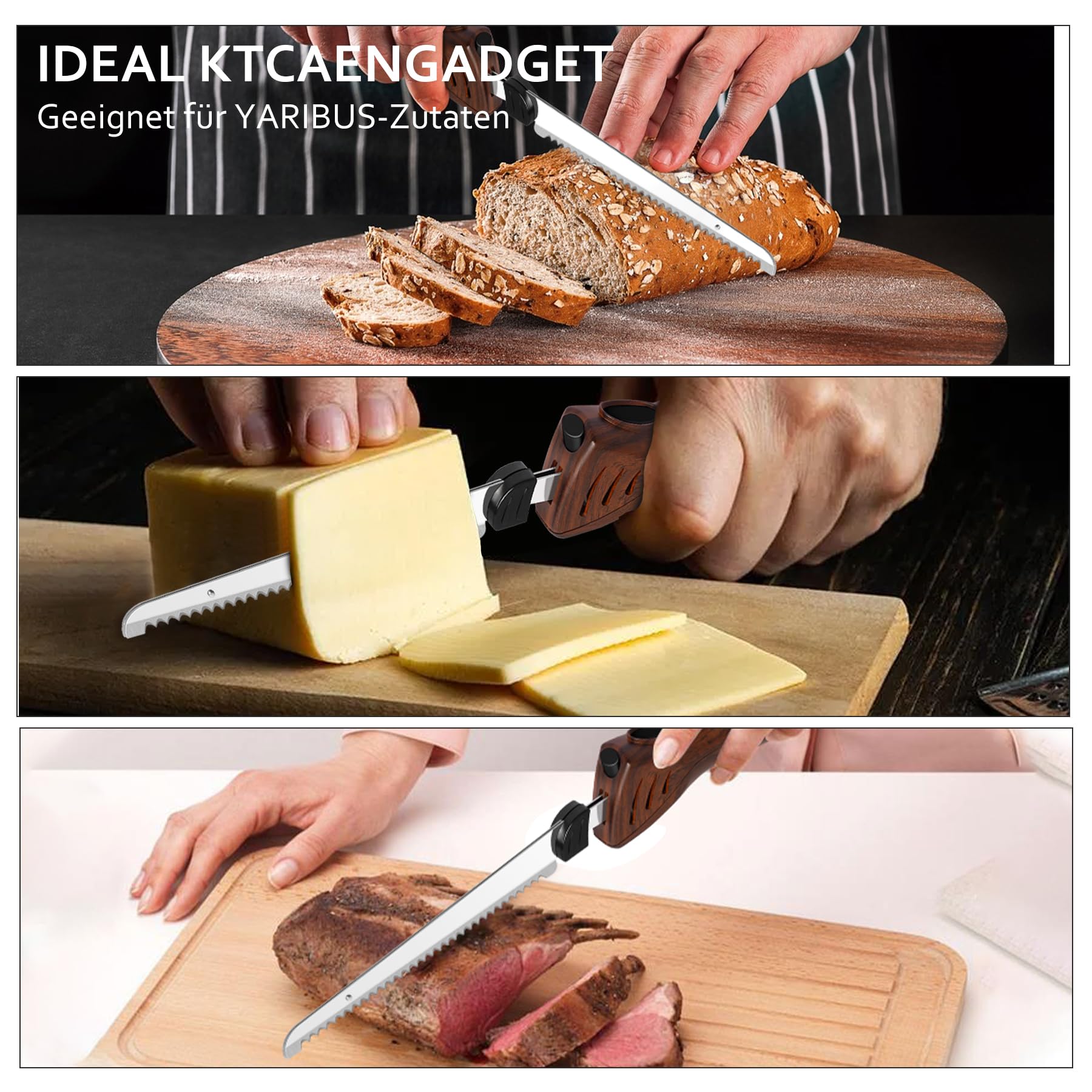 MOVNO elektrisches Messer, elektrisches Messer für Fleisch, Tranchieren von Truthahn, Brot, Geflügel, Filetieren, Schaumstoffbearbeitung und mehr, ergonomischer Griff, Elektromesser