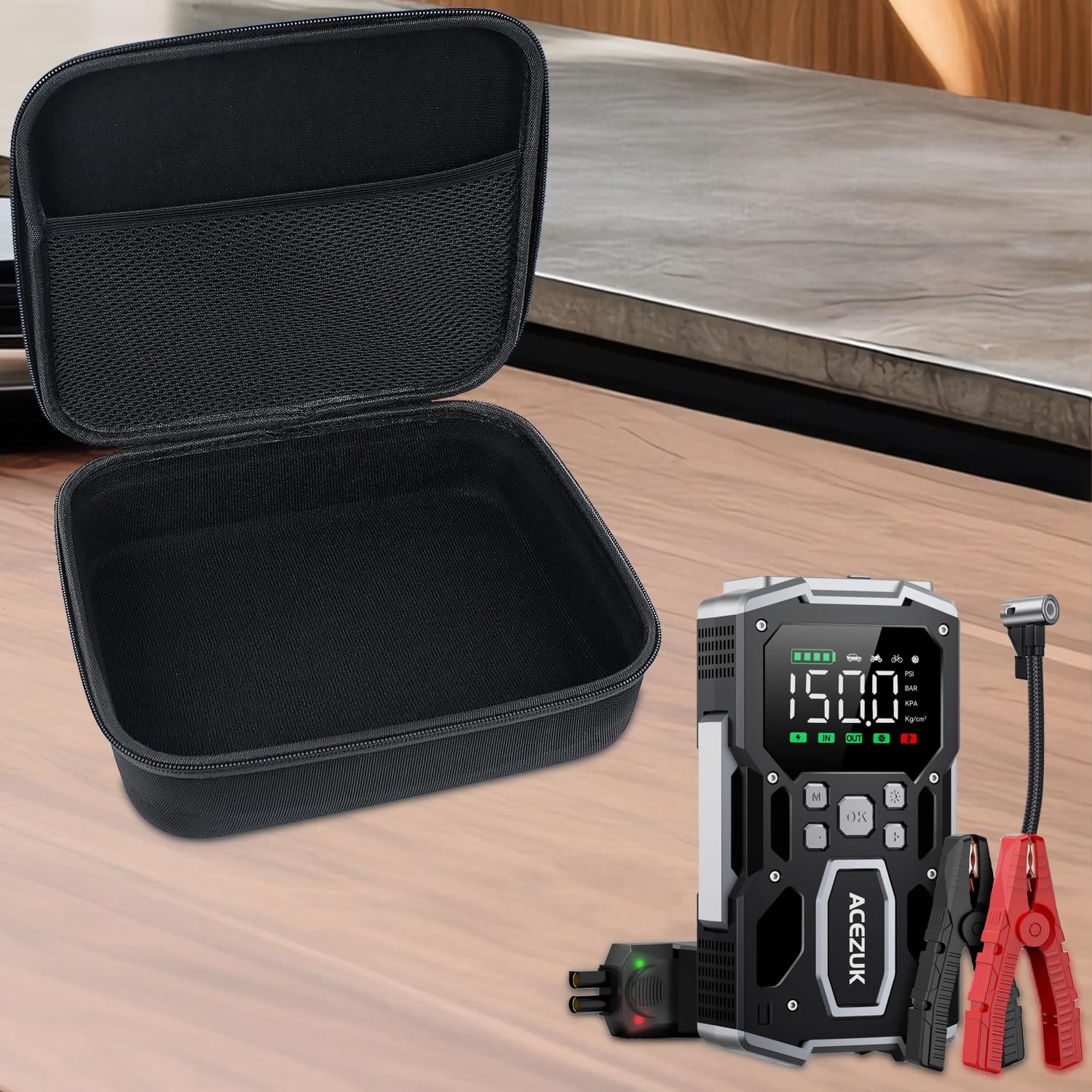 Funda Duro Estuche Case Compatible con ACEZUK 4000A / 6000A / 7000A / 8000A / 9000A / 10000A Arrancador de Batería, Funda Solo - Negro YC88038