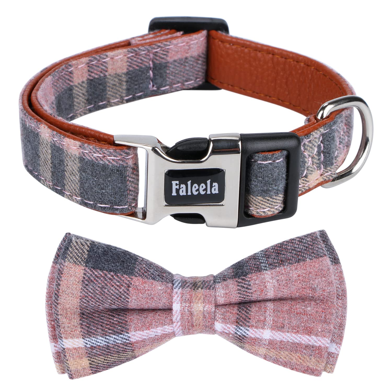Faleela Cute Soft Girl Dog Collar with Bow, Bowtie Dog Collar for Boy,Detachable Adjustable Collar for Small Medium Large Pet